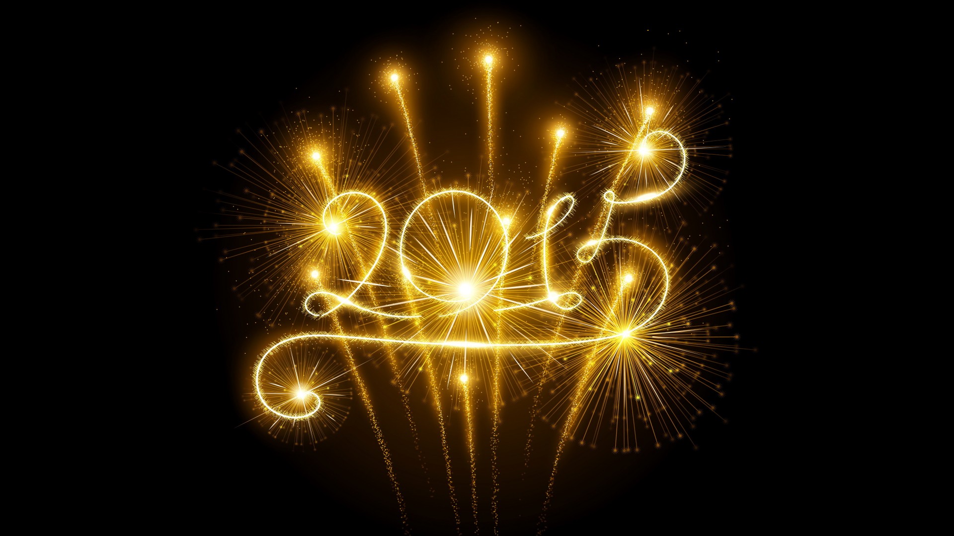 2015年新年黄金烟花盛宴，精选数字桌面壁纸，免费下载庆祝节日！