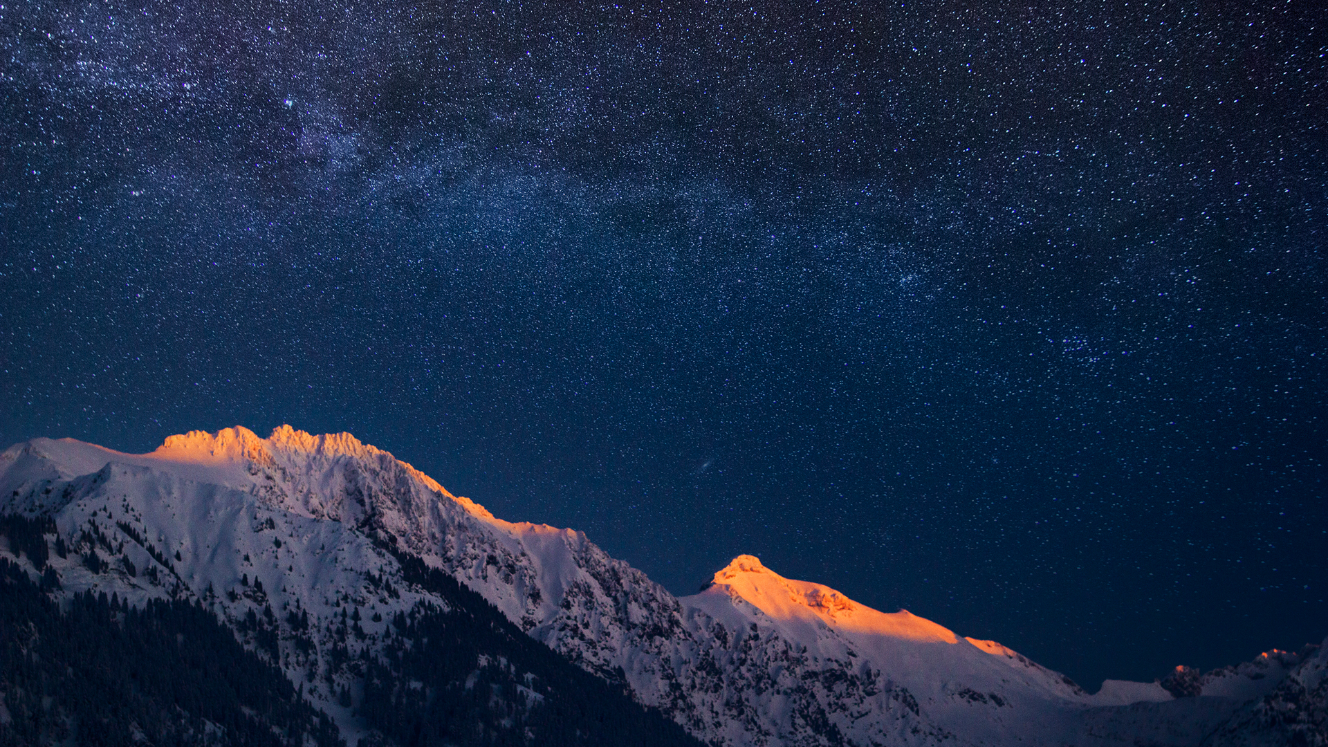 阿尔卑斯山银河系风景桌面壁纸