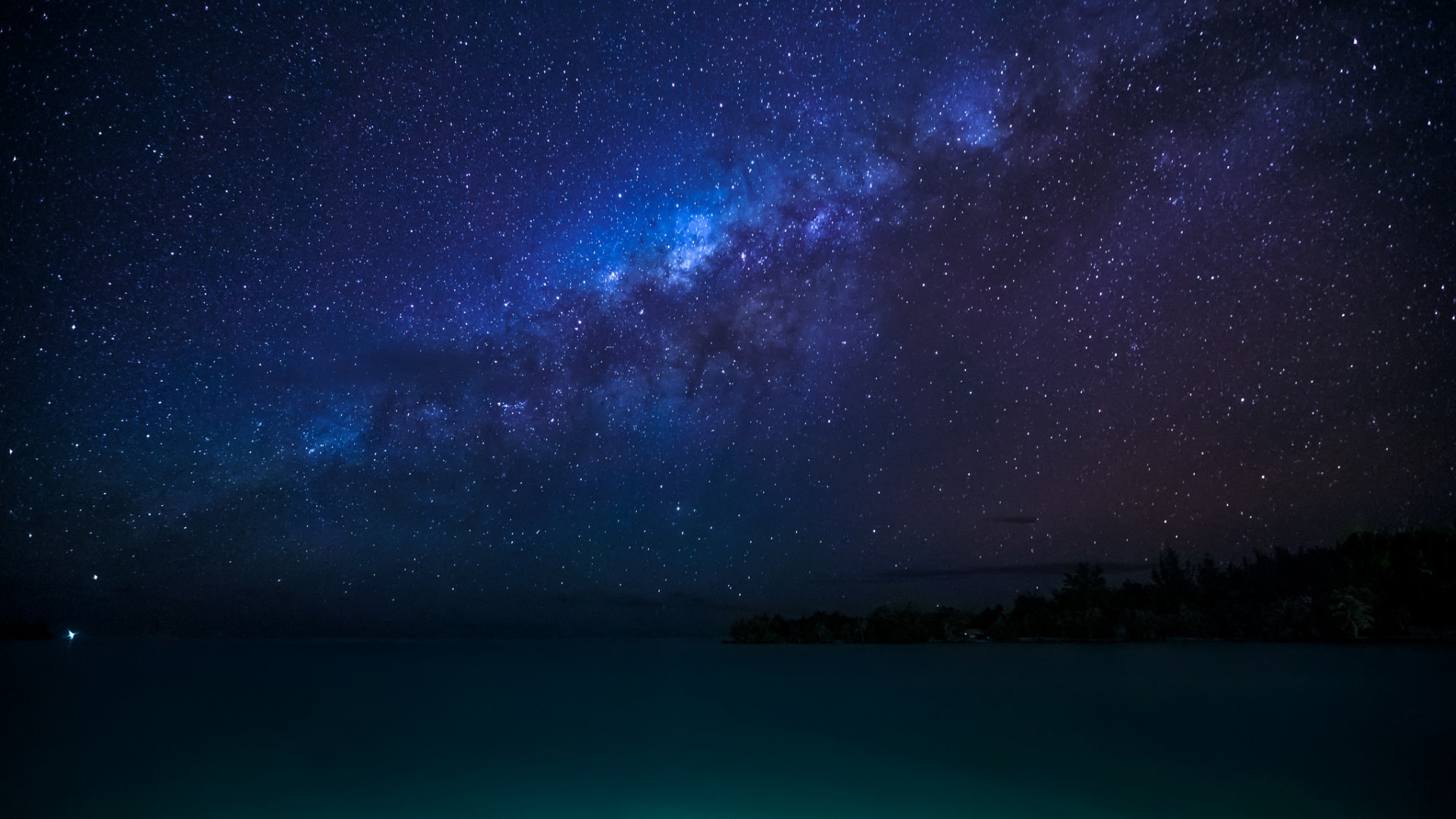 法属波利尼西亚，夜晚，星星，海岸风景壁纸
