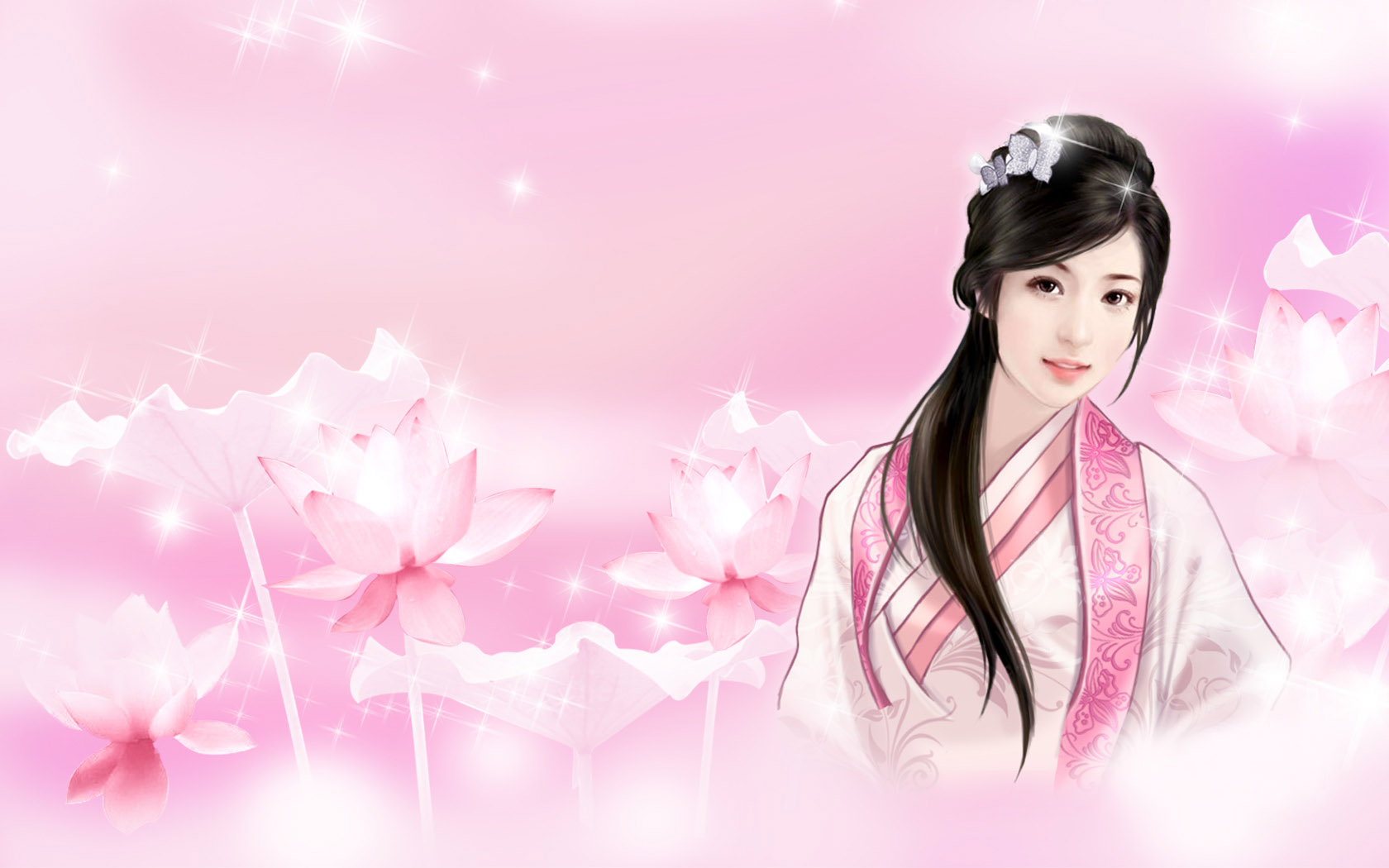 粉色美女唯美桌面背景，免费电脑壁纸高清下载