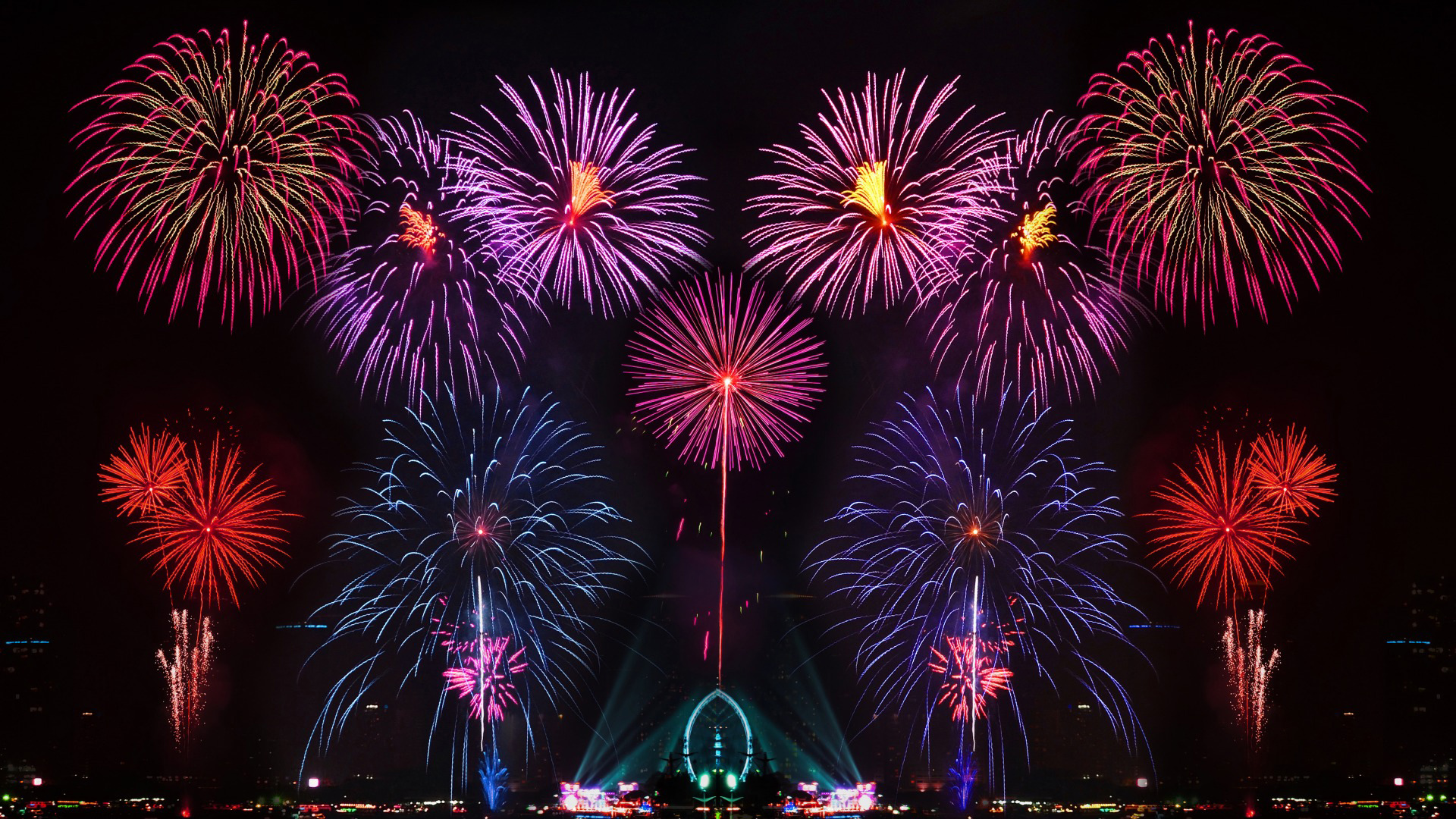 绚烂烟花绽放桌面壁纸