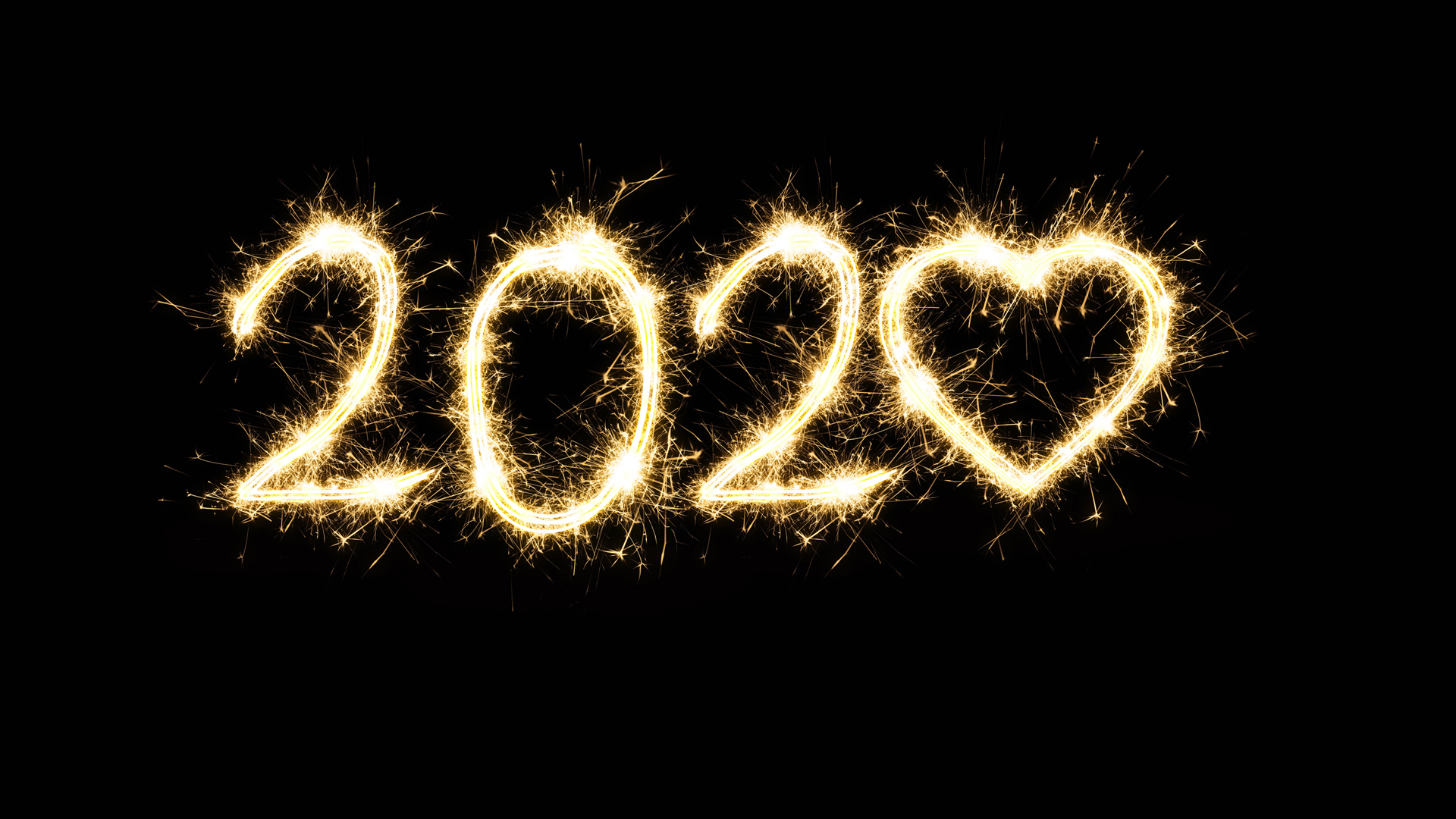 2020新年烟火壁纸，爱心设计，免费电脑桌面背景下载