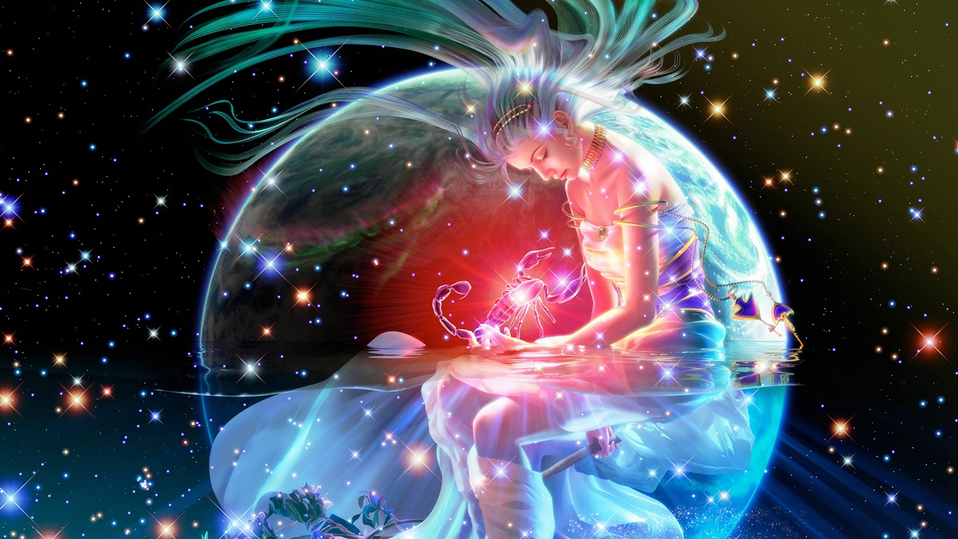 黄道十二星宫探秘，天蝎座星辰璀璨，免费动漫桌面壁纸任你下载