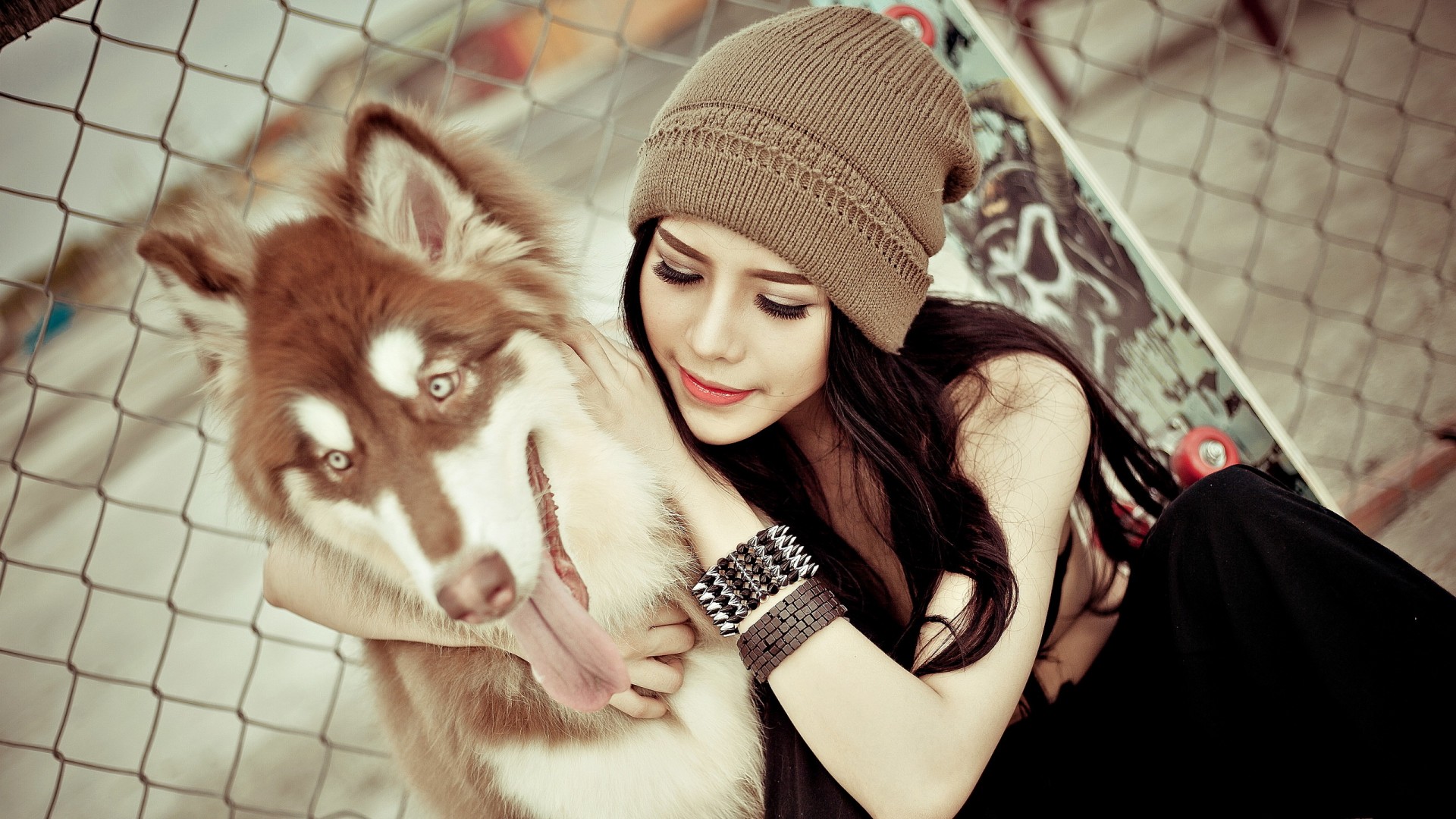 美女与萌犬共赏，精选免费桌面壁纸下载