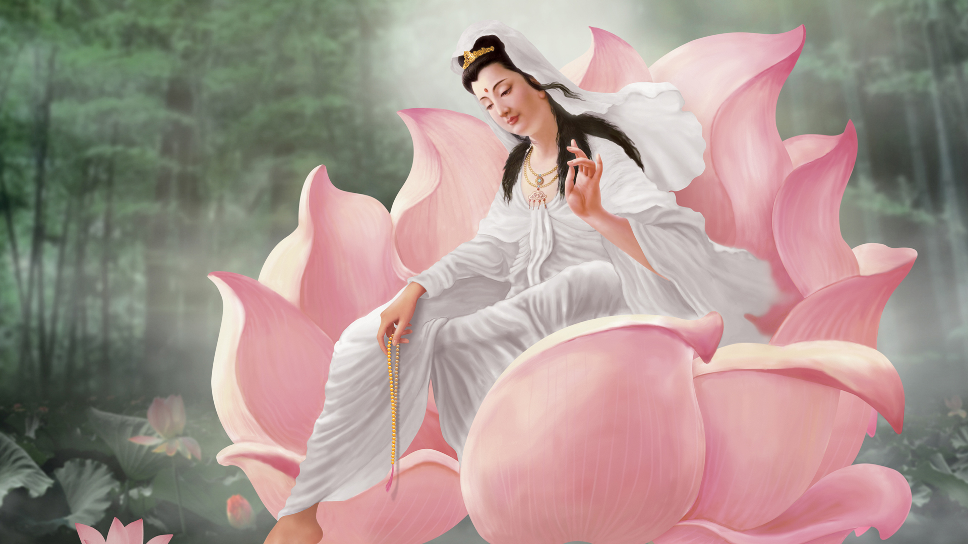 观世音菩萨像，精美桌面壁纸，免费下载，欢迎流通！