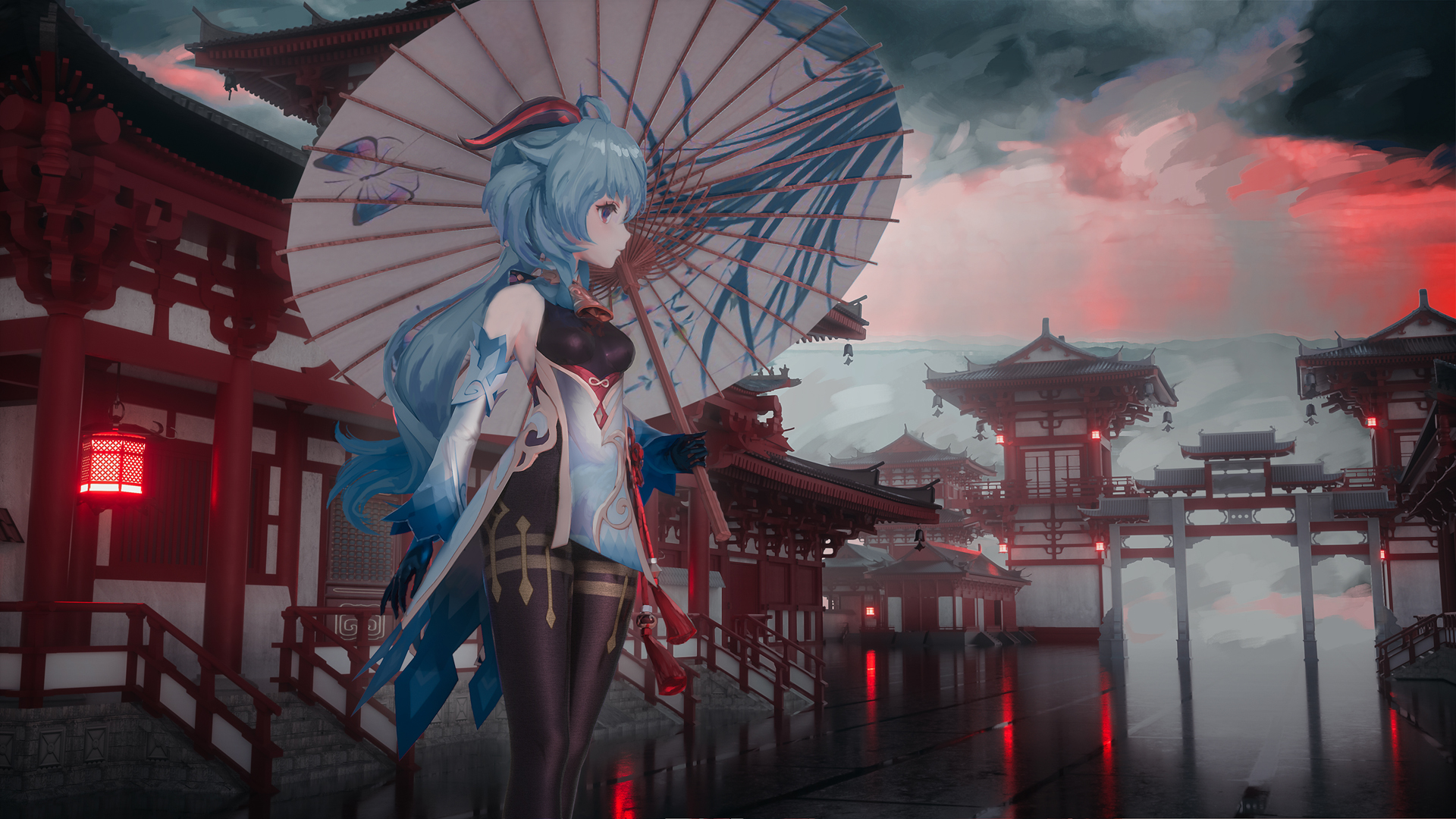 原神，甘雨黑丝袜魅力，中国风壁纸免费下载，绝美电脑背景！