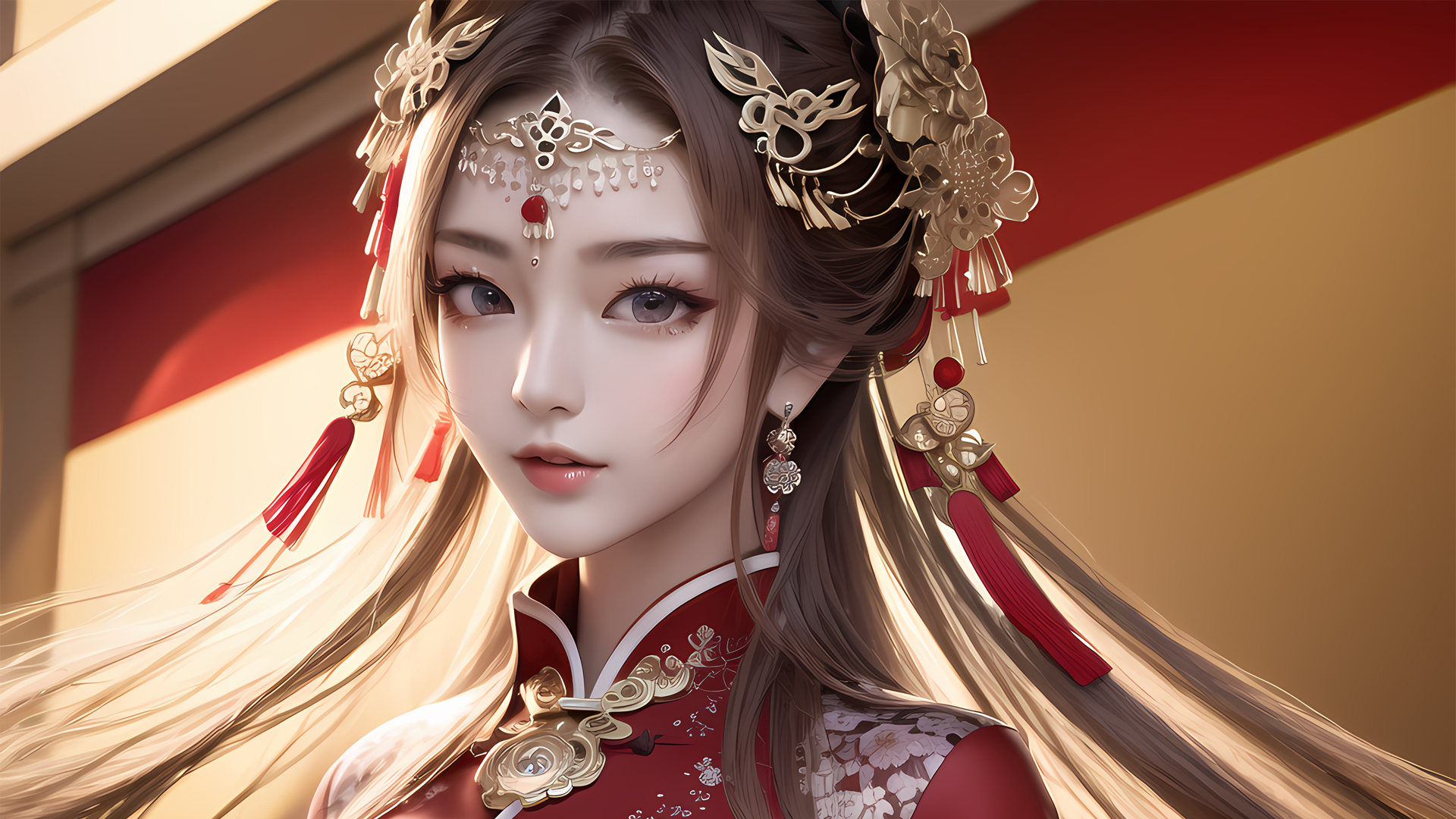 ai 动漫 人物 新娘 古装 美女 电脑 壁纸