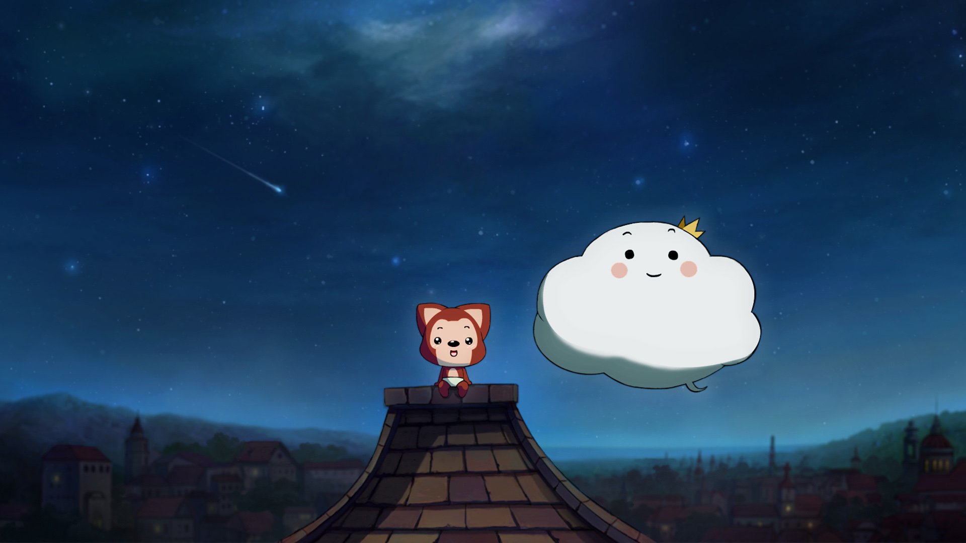 阿狸夜伴可爱云朵，精选免费桌面壁纸，一键下载美化电脑