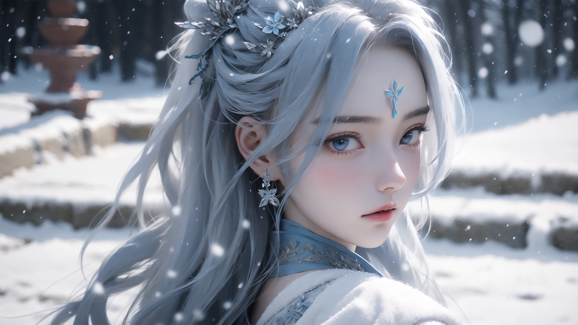【绝美精选】雪中女孩动漫壁纸，免费电脑壁纸下载，一键获取！