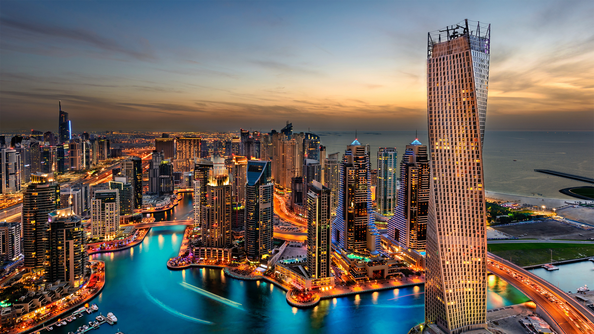 迪拜,海港,夜晚,酒店,迪拜夜景壁纸