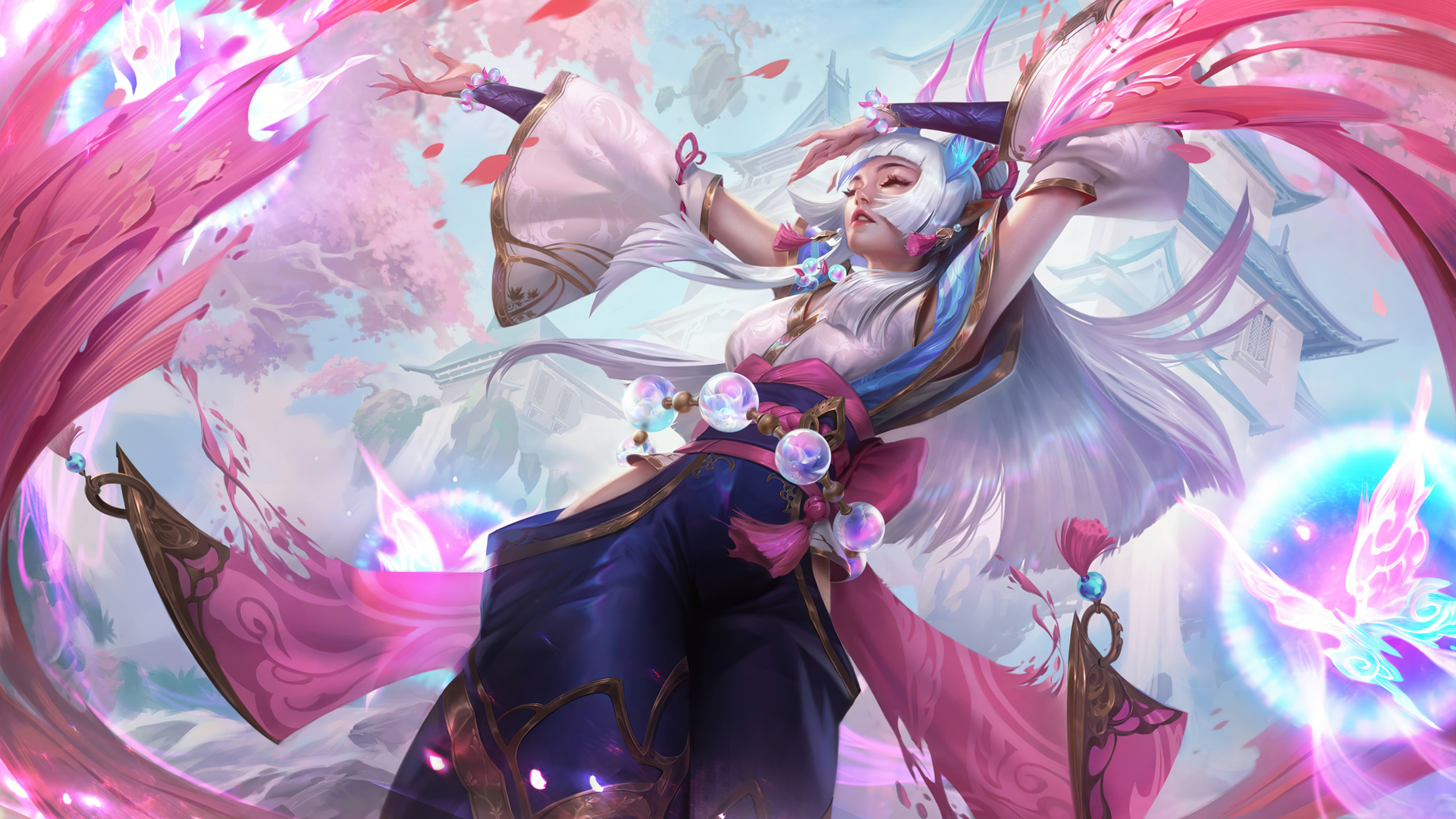 LOL英雄联盟，暗黑元首辛德拉灵魂莲华·明昼主题桌面壁纸，免费高清电脑壁纸下载