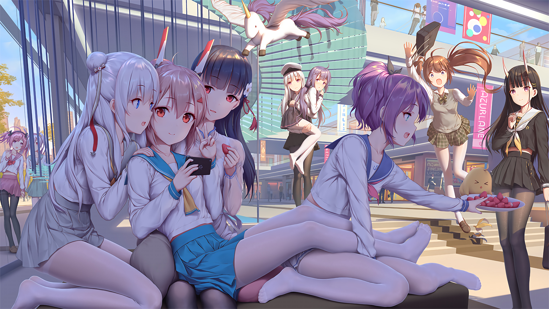 碧蓝航线 美少女白紧身裤 白袜 水手服 绫波壁纸