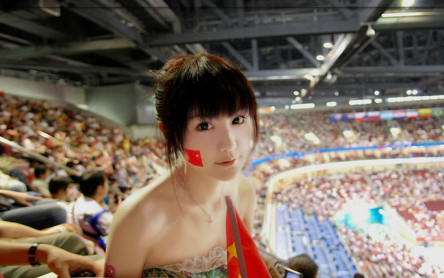 2008北京奥运美女观众高清壁纸，免费电脑壁纸下载专区