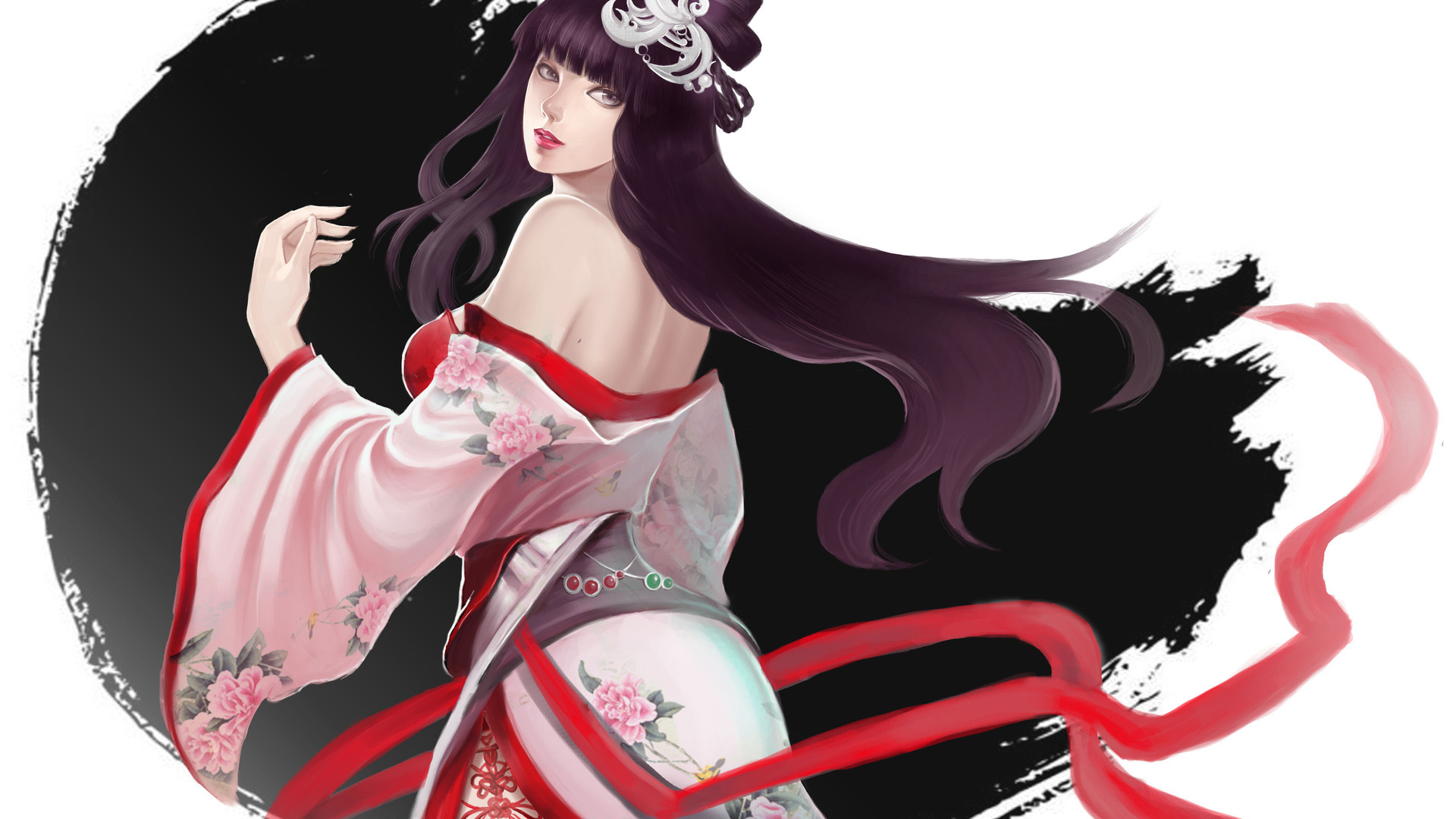 日本动漫和服美少女桌面壁纸