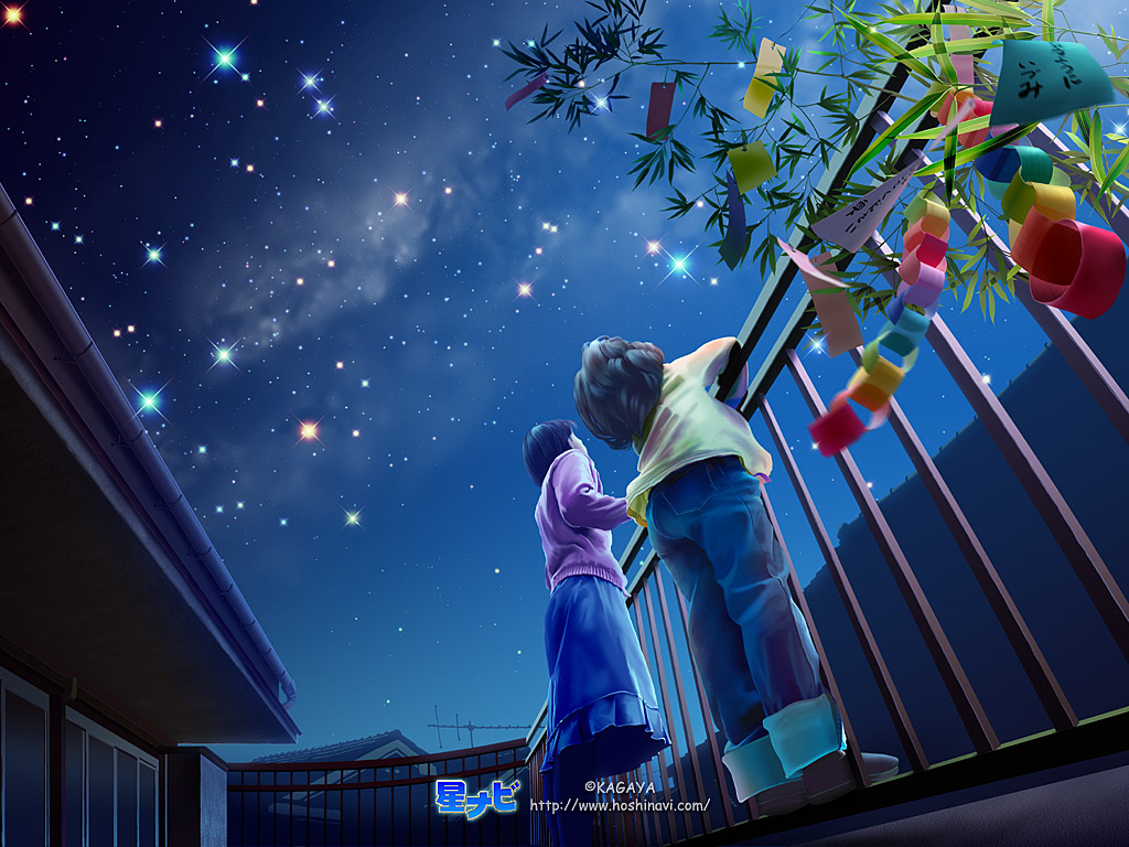 梦幻星空桌面壁纸，免费下载动漫风格，探索无尽的故事天空