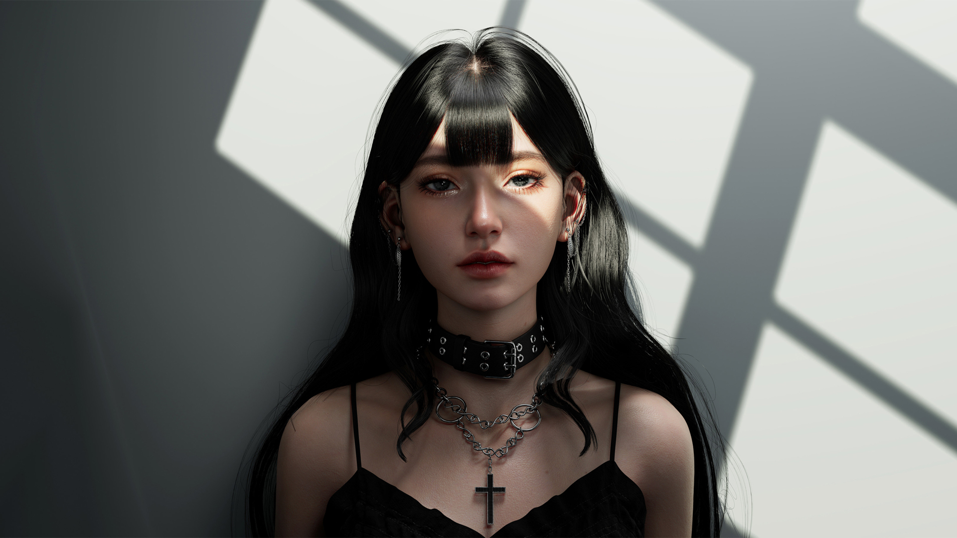 3D美女人物动漫壁纸，十字架主题，免费下载电脑壁纸