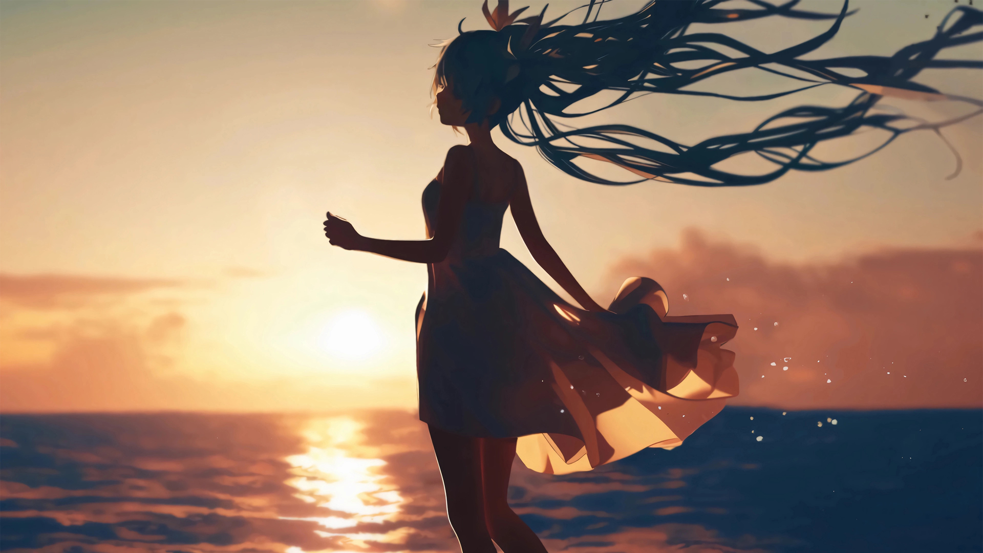 黄昏海 初音未来 唯美动漫壁纸