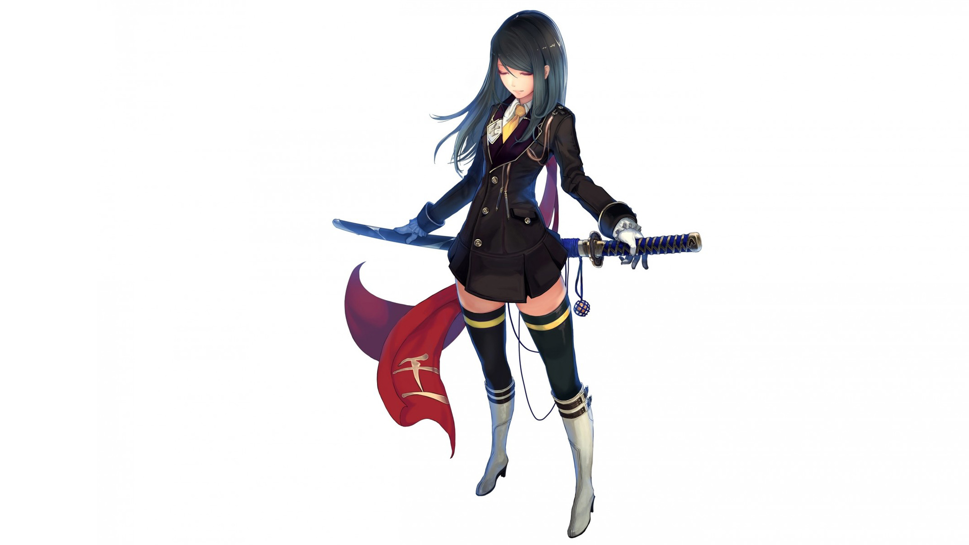 女孩武士刀战士风采，精选美少女动漫壁纸免费下载
