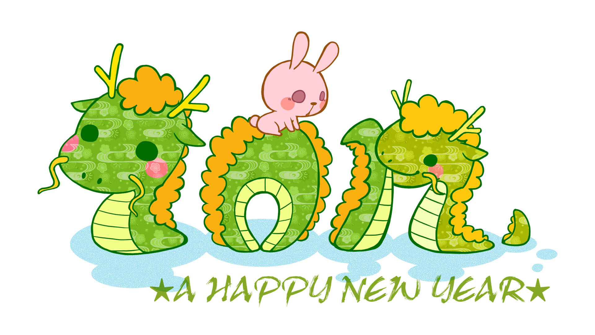 2012龙年精选可爱卡通桌面壁纸，免费下载！