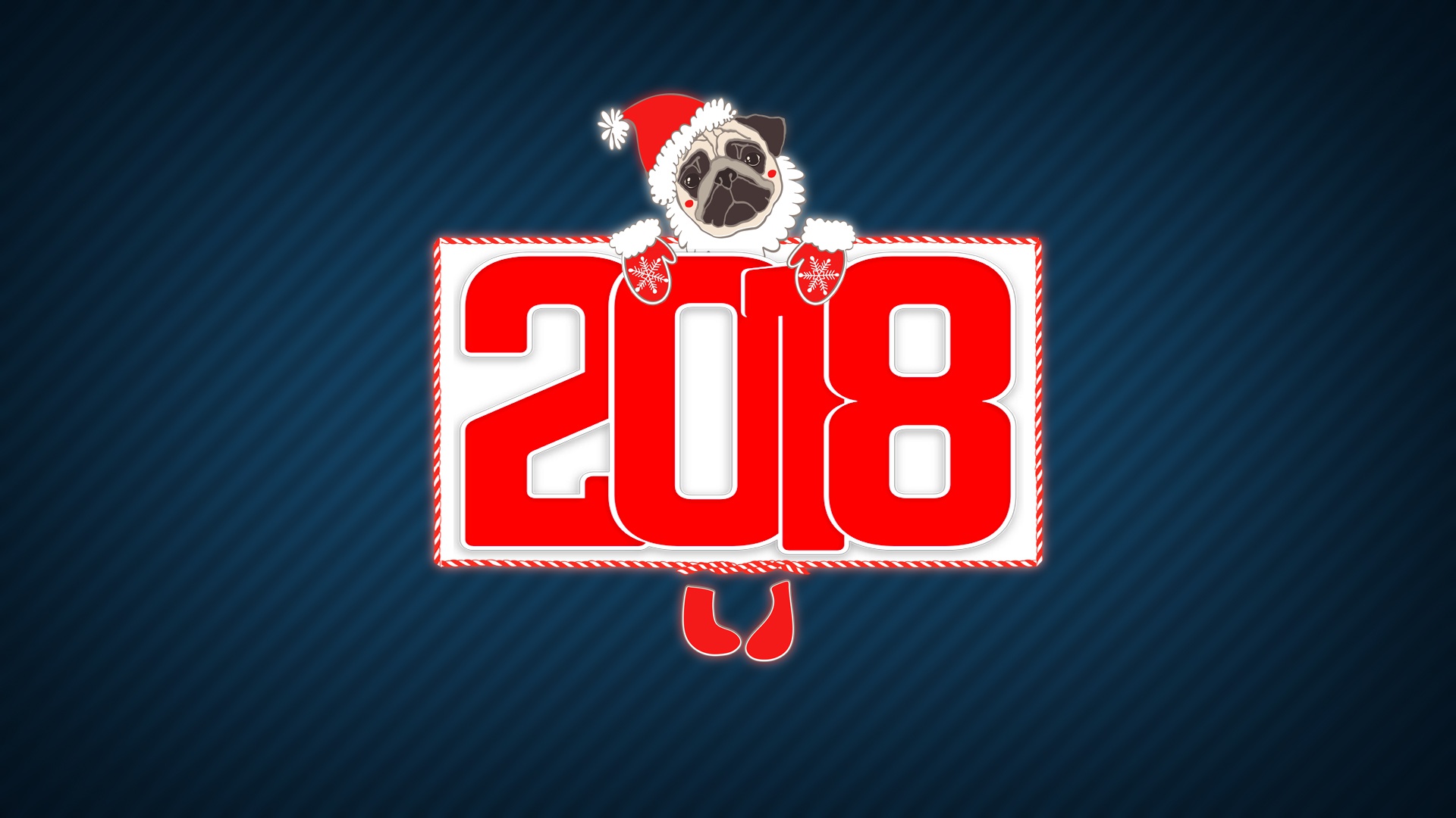 2018圣诞新年狗年壁纸，极简主义风格，节日免费电脑壁纸下载