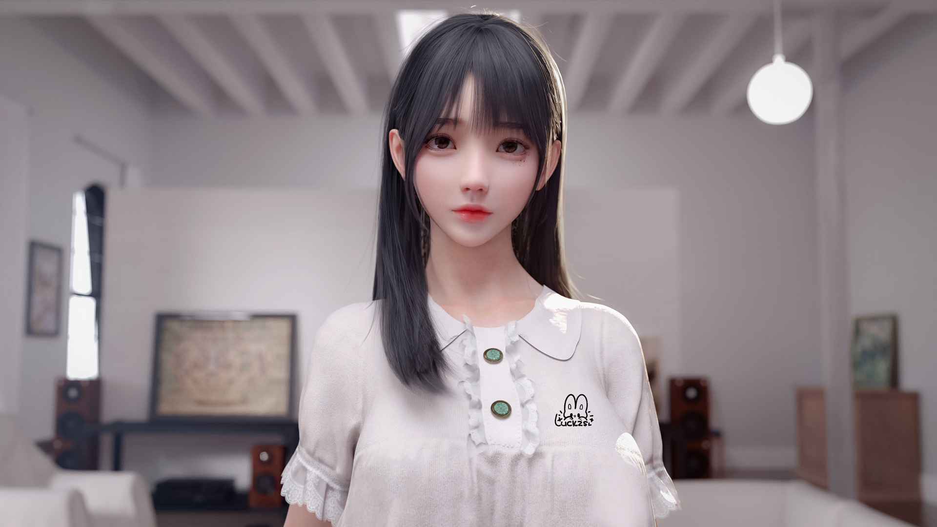 麻匪女仆动漫壁纸，长发白衣美女免费下载，高清电脑背景图片