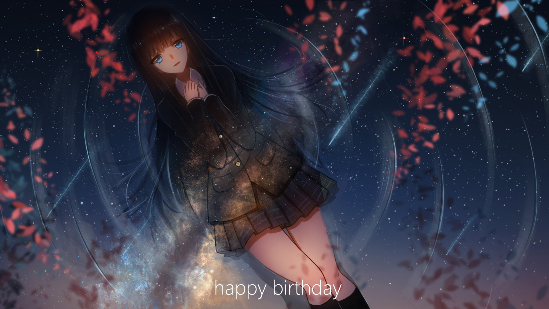 女孩子祝你生日快乐唯美动漫壁纸
