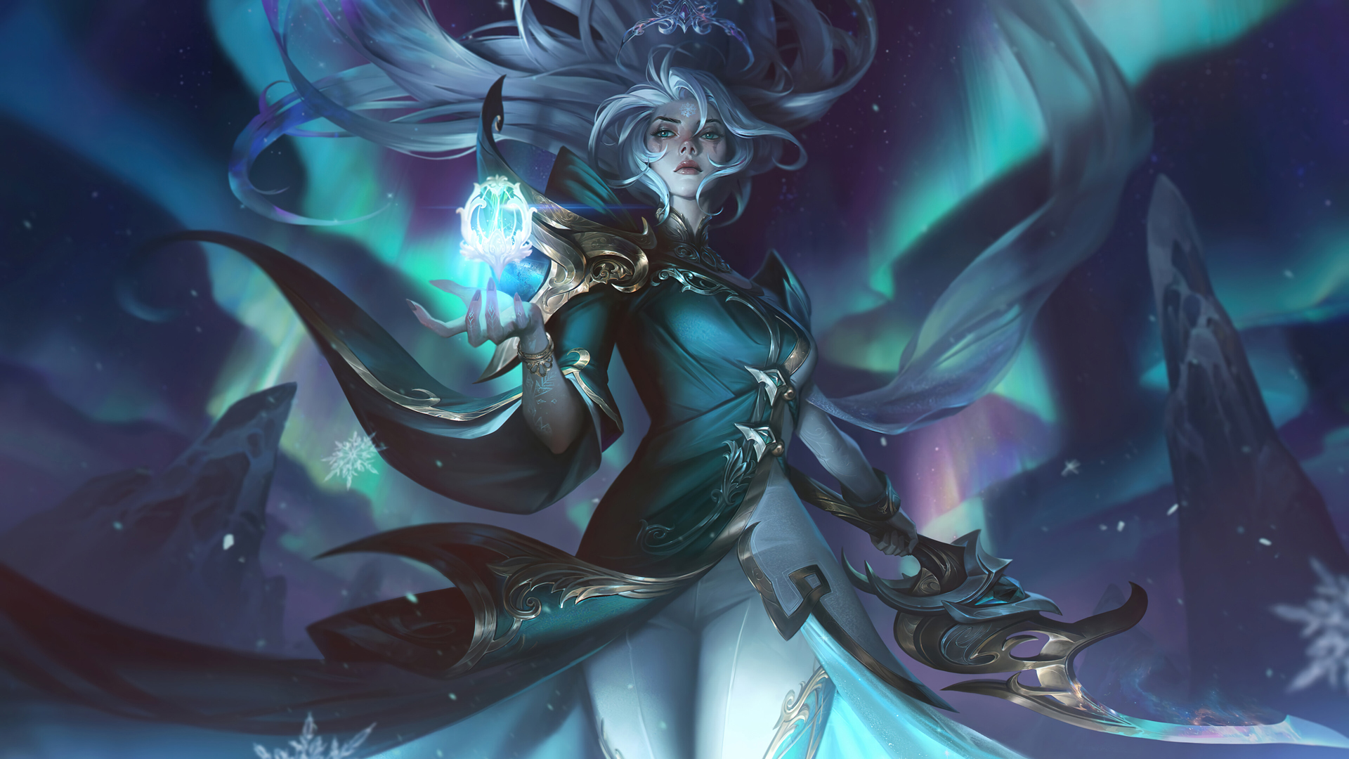 LOL英雄联盟，皎月女神黛安娜北极星神主题电脑壁纸，免费下载！