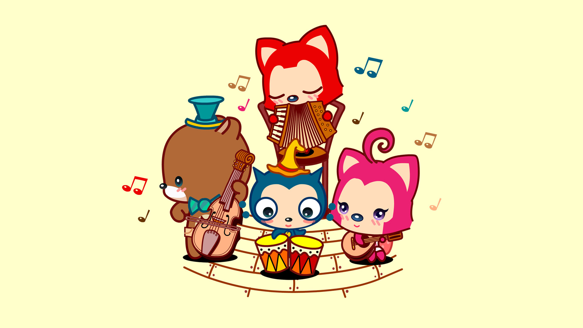 阿狸音乐主题壁纸，免费动漫电脑桌面背景下载