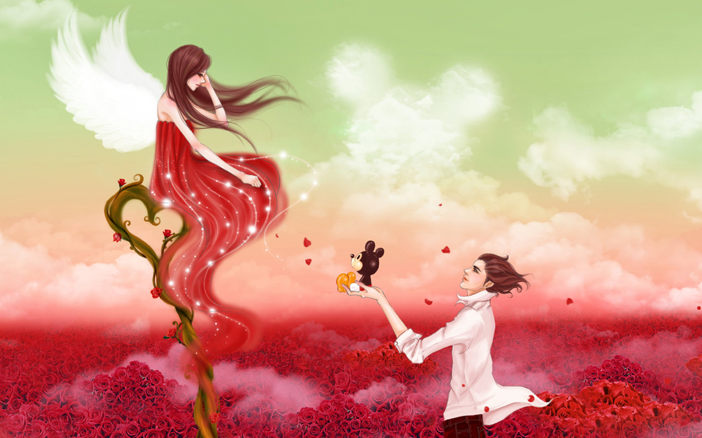 玫瑰花求爱桌面壁纸