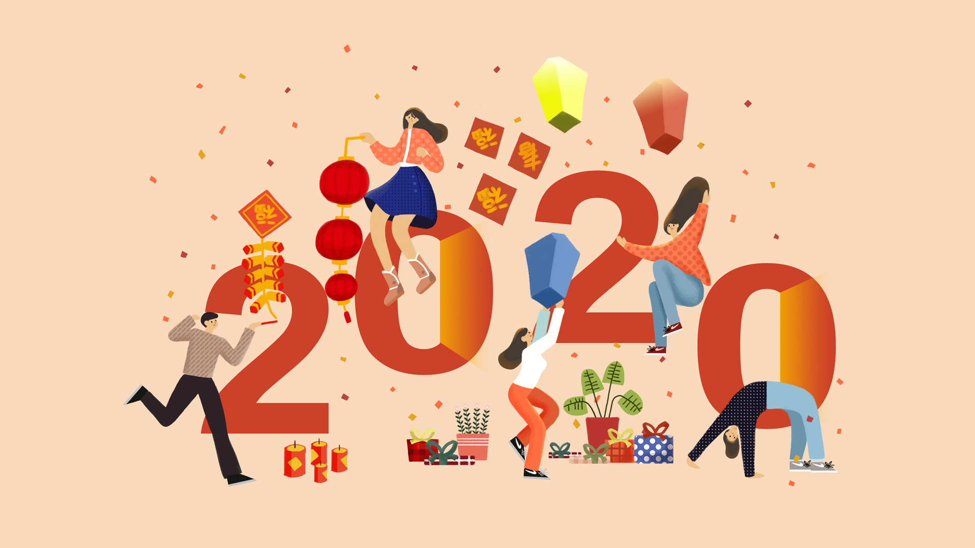 2020新年创意壁纸精选，摄图网节日电脑壁纸免费下载