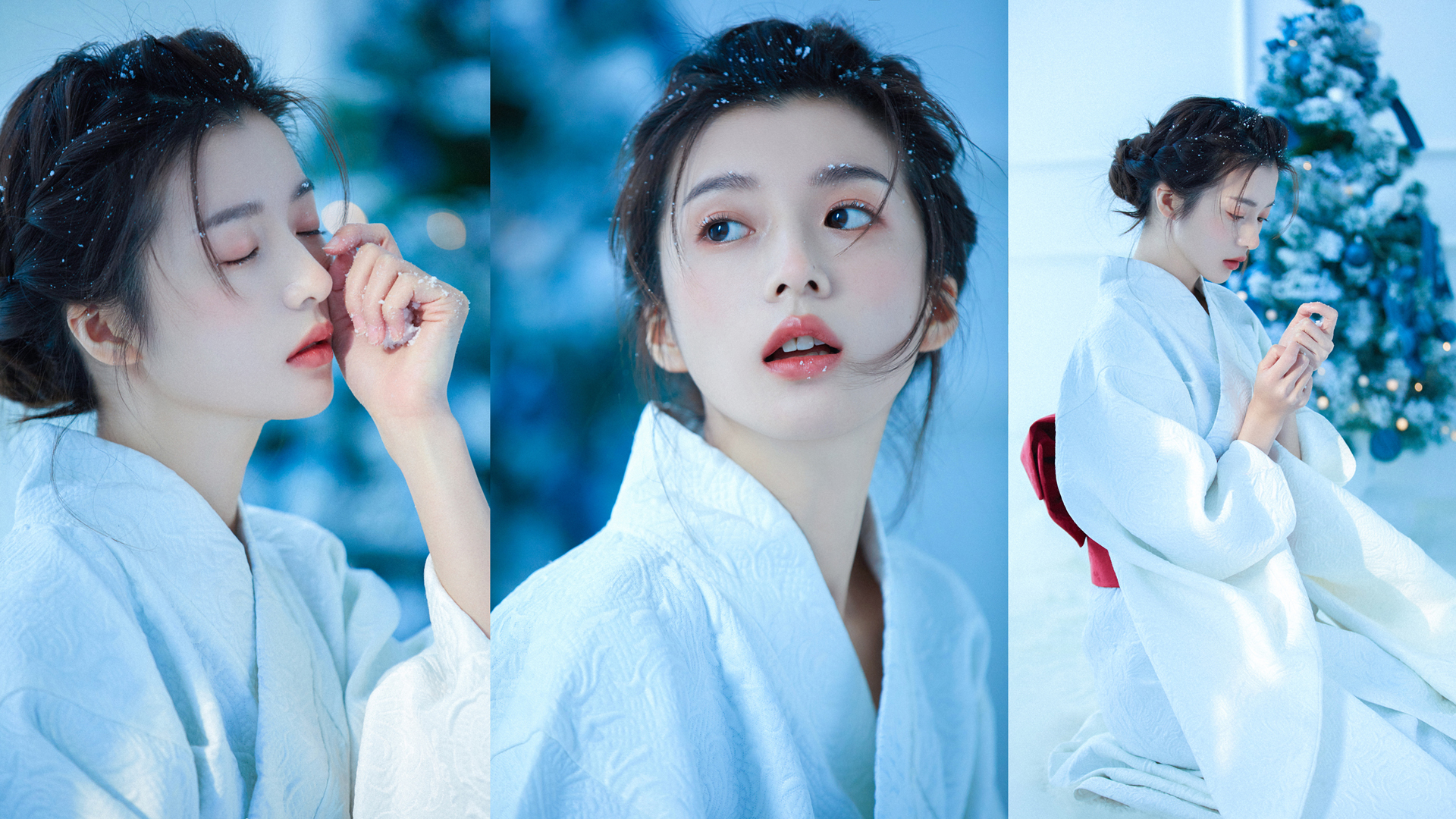 冬日梁夹心美女壁纸，唯美高清，免费下载电脑背景图