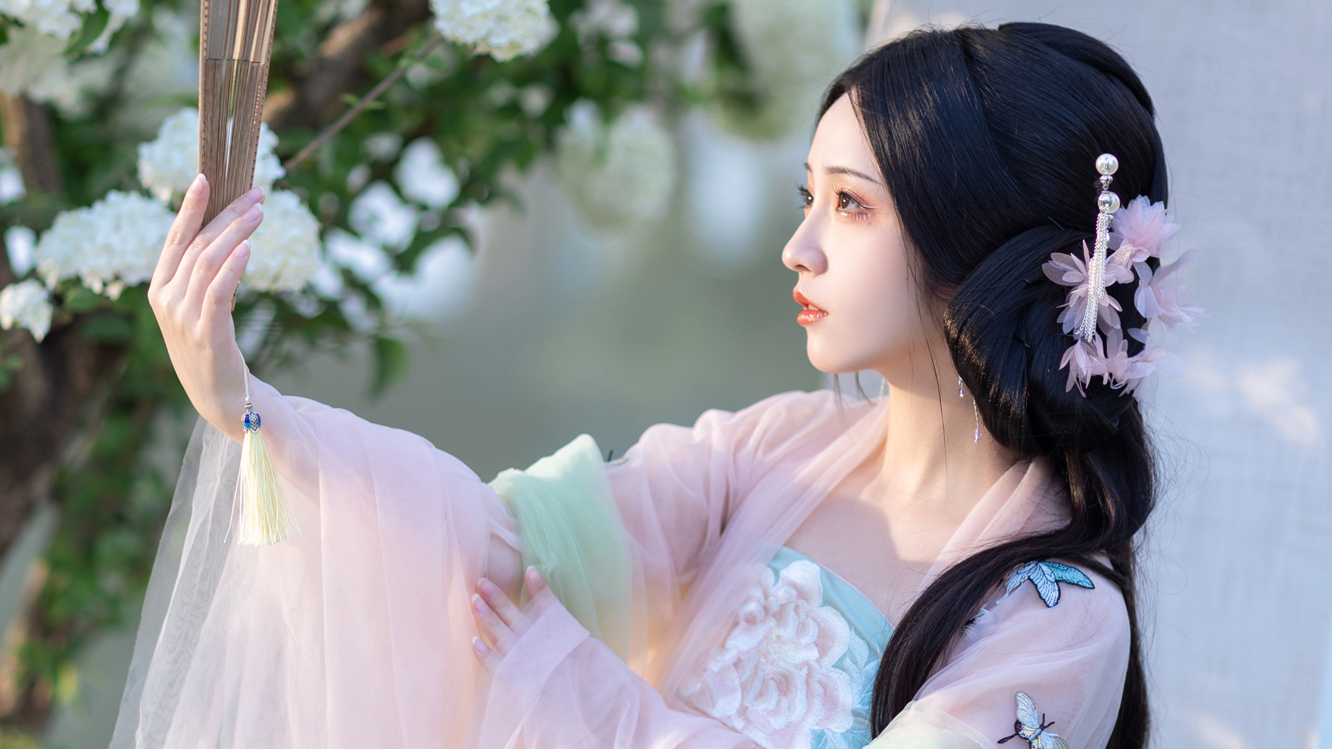 唯美好看古风古装美女侧脸壁纸