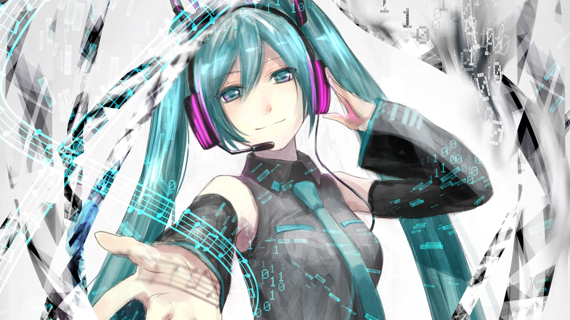 初音未来动漫壁纸，女孩手绘风格，免费电脑壁纸下载