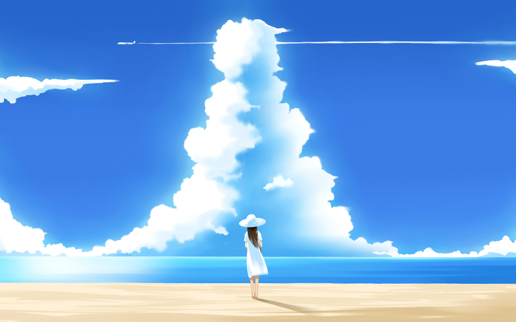 海边小女孩动漫壁纸，免费下载，装点你的电脑桌面背景