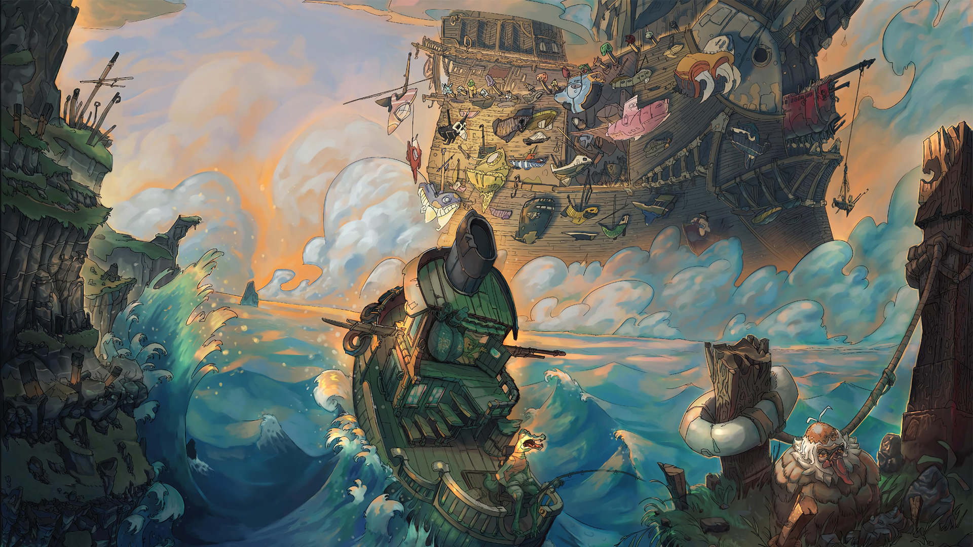 大海之美，海浪与帆船壁纸，免费电脑设计背景下载