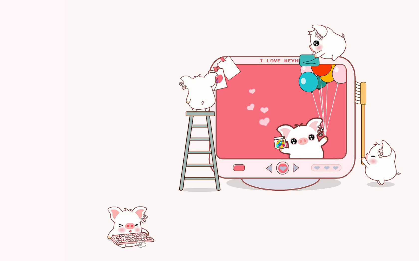可爱小猪电脑桌面