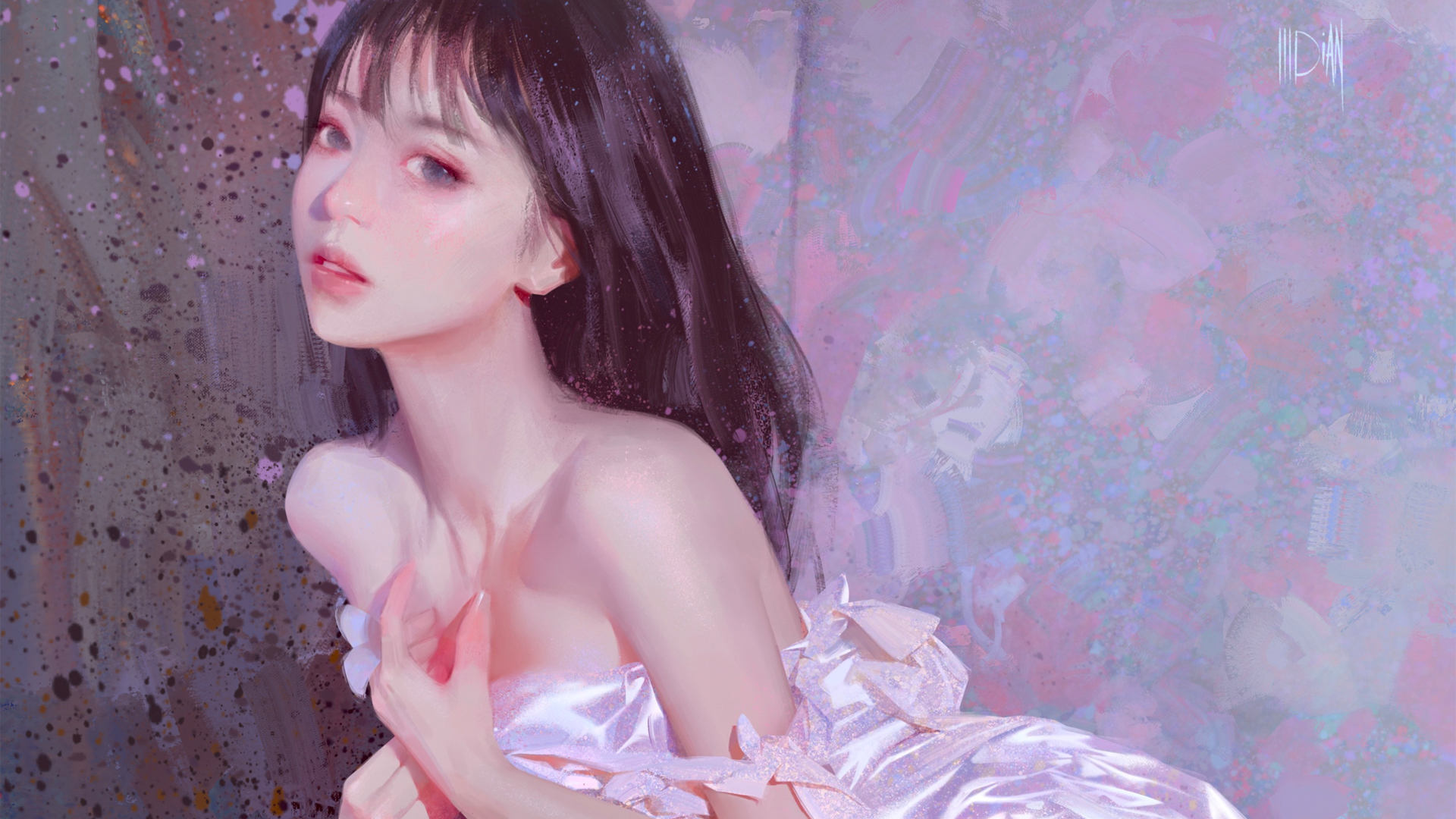 唯美长发美女高清动漫壁纸，免费裙子电脑壁纸下载