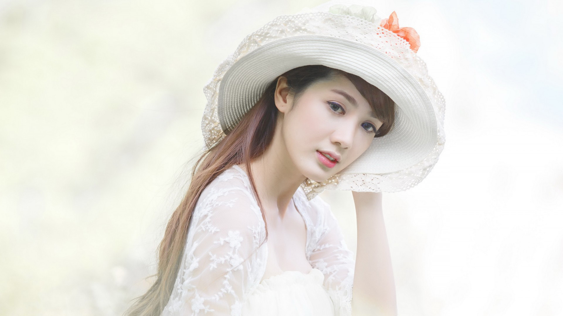 女孩,帽子,背景,清纯美女,唯美好看桌面壁纸