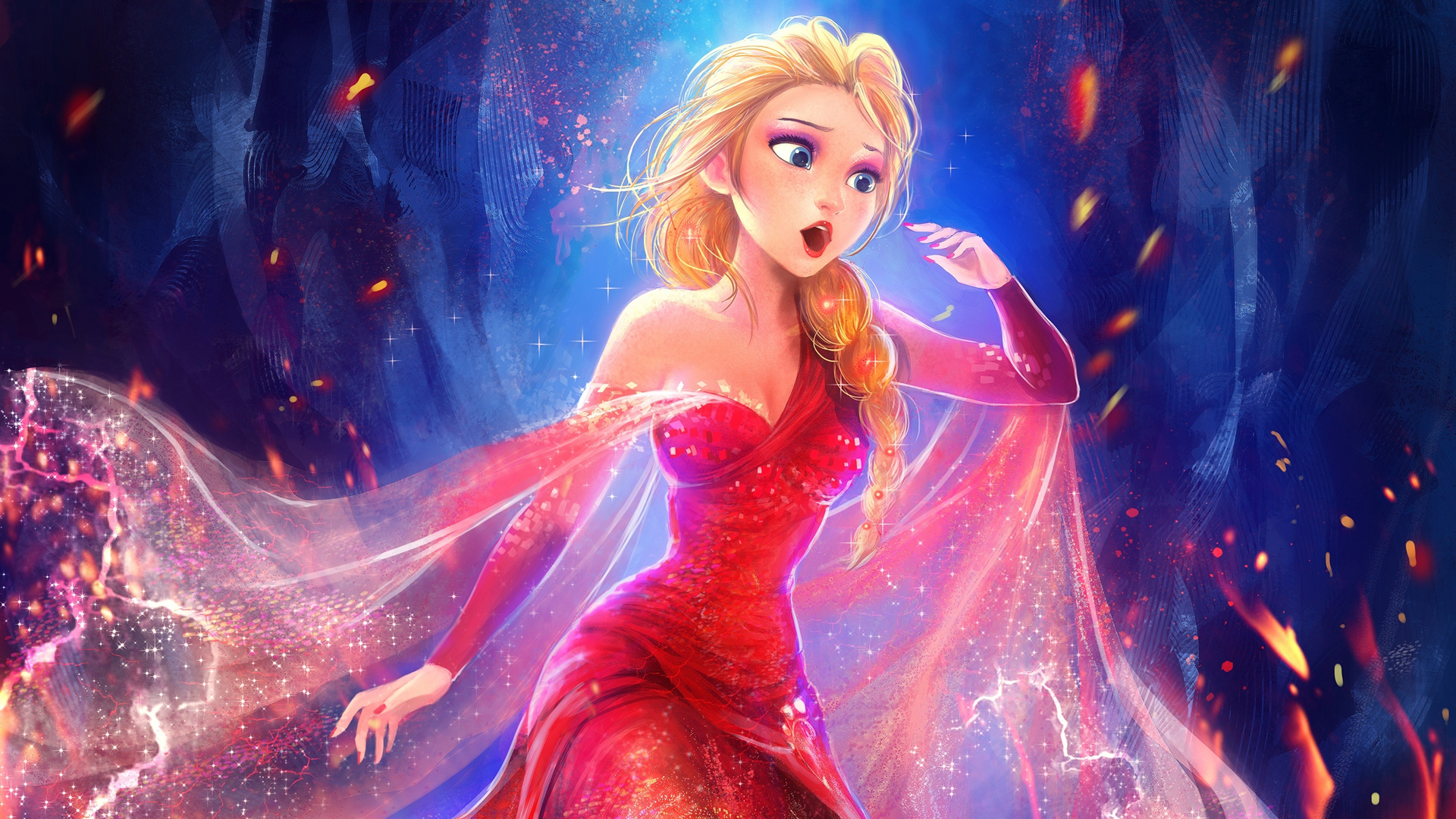 【免费下载】冰雪女王艾尔莎火热礼服动漫壁纸，迪斯尼官方精美图片，装点你的电脑桌面！