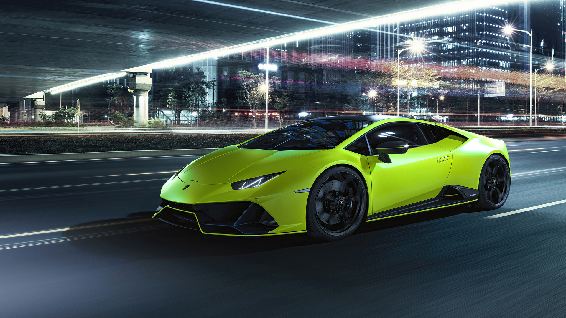兰博基尼 Huracan Evo Fluo Capsule 绿色跑车，高清电脑壁纸免费下载