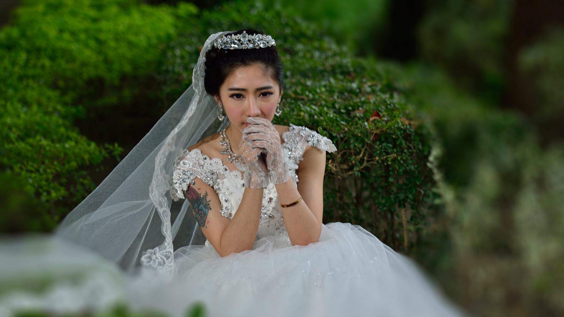 邻家女孩白纱倩影，林口婚纱写真壁纸，美女电脑背景免费下载