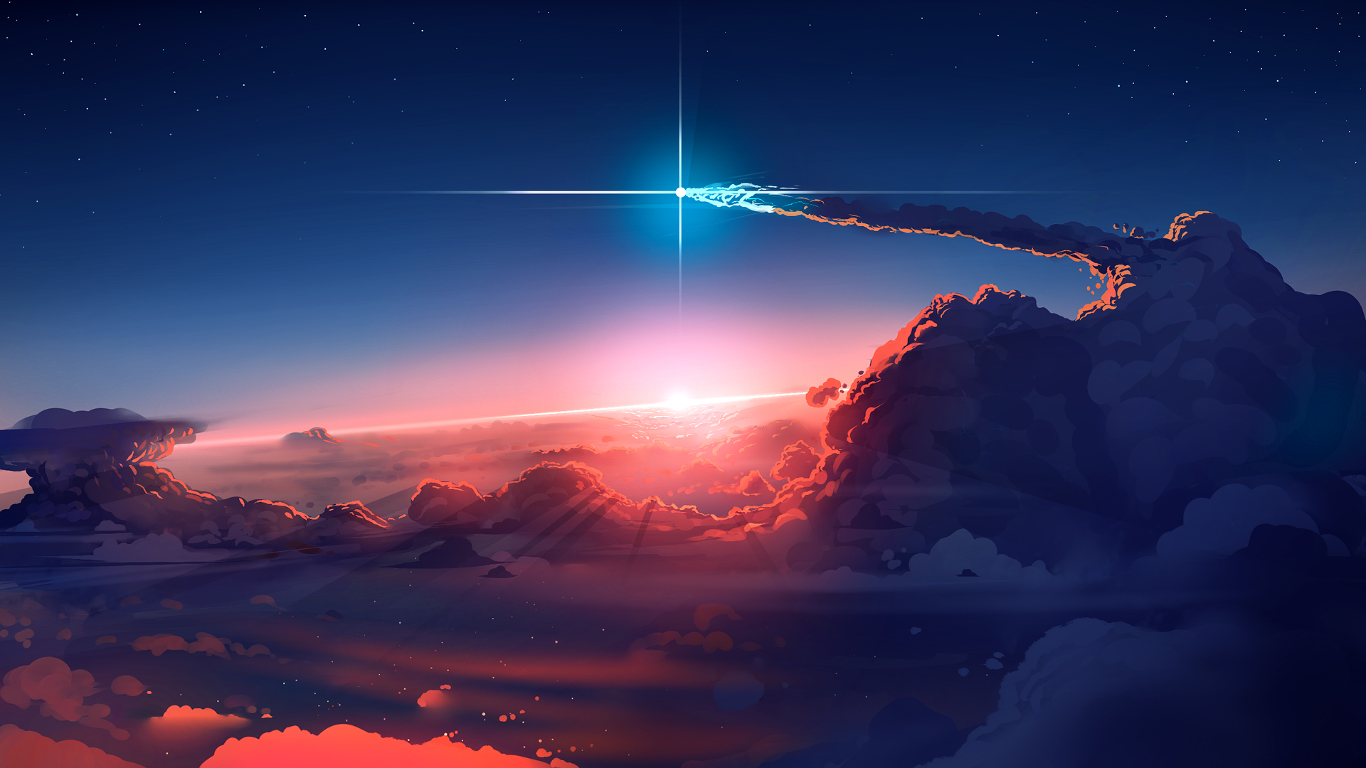 云 星光 天空 星星 2k高清动漫风景壁纸