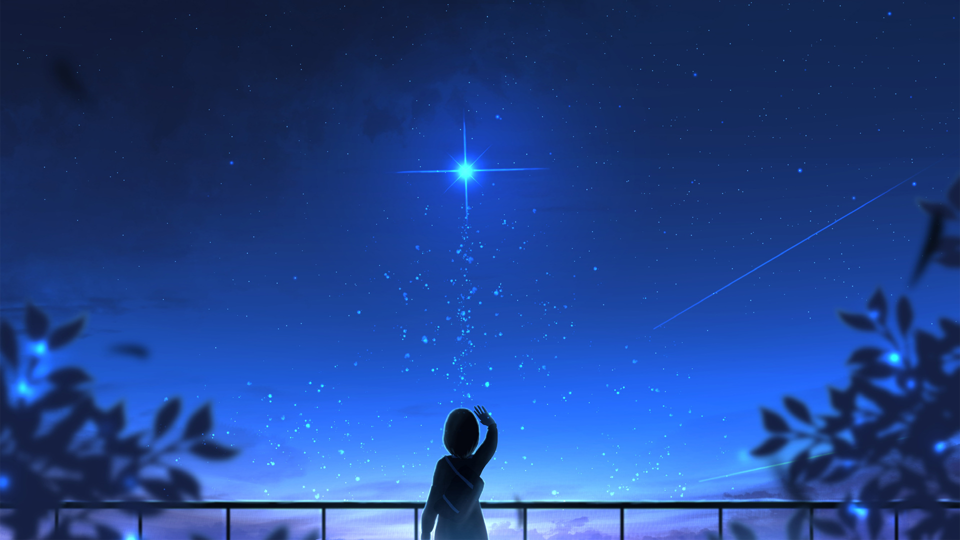 星愿之夜，唯美星空动漫壁纸，免费下载，点亮女孩们的夜空梦想
