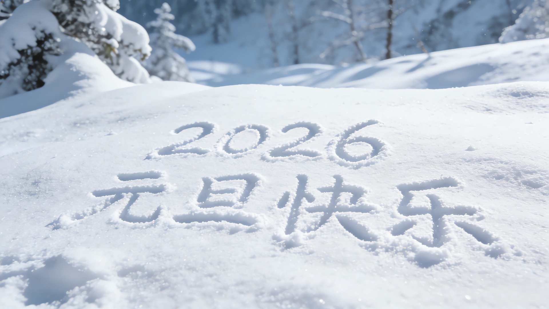 2026年元旦冬季雪景节日免费电脑桌面壁纸下载