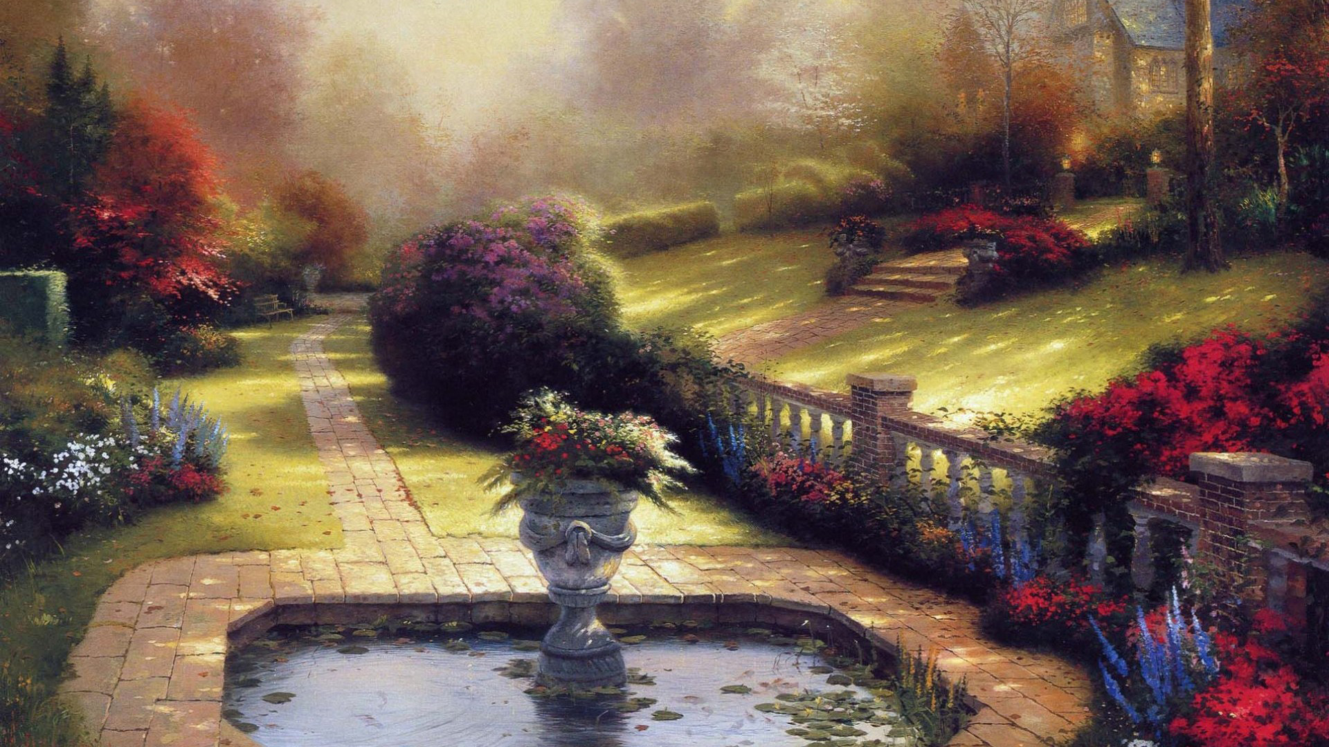 Thomas Kinkade 托马斯金凯德,风景画,宽屏桌面壁纸