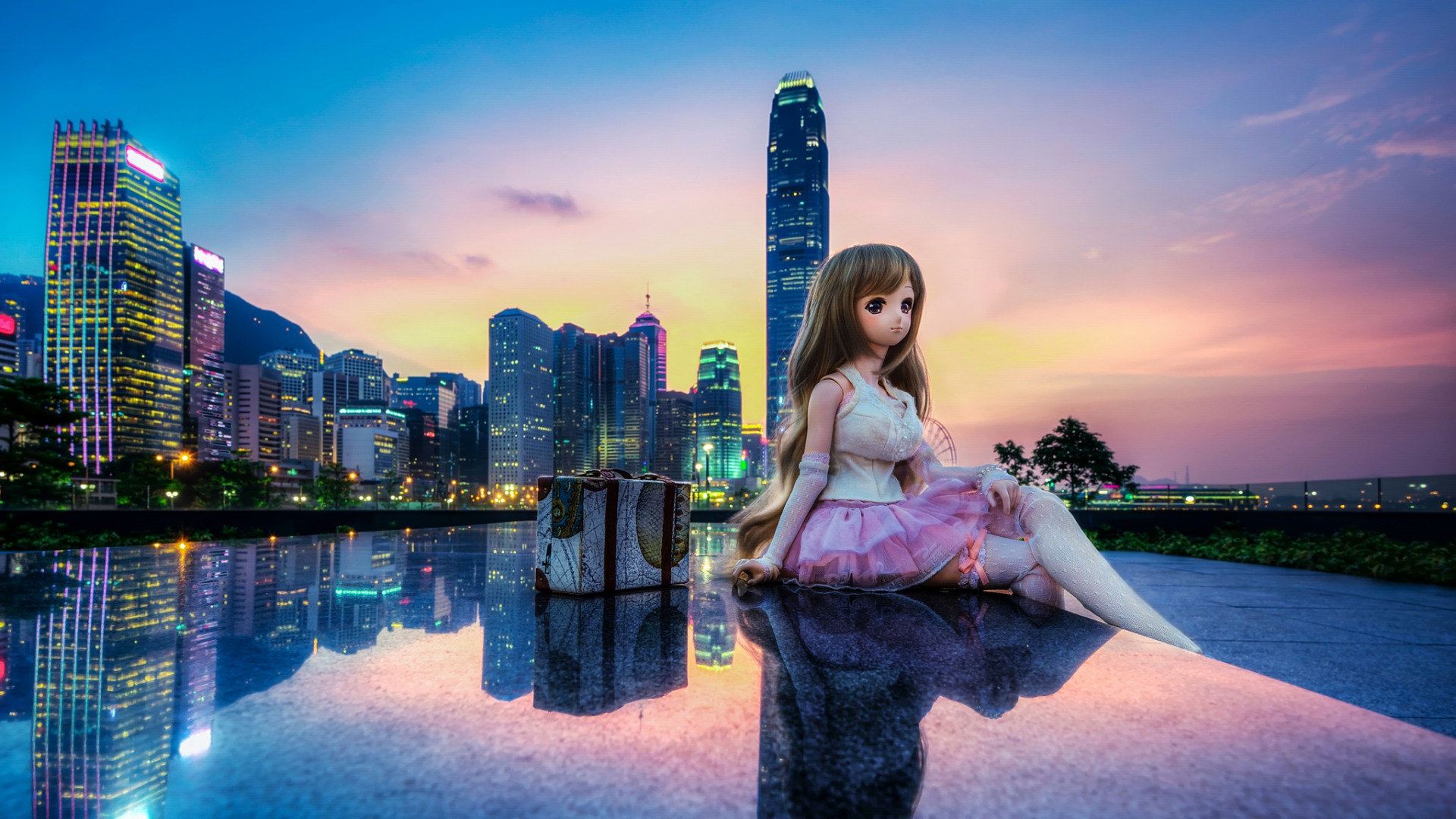 香港金钟添马舰公园，免费下载可爱芭比娃娃壁纸，美化你的电脑桌面！