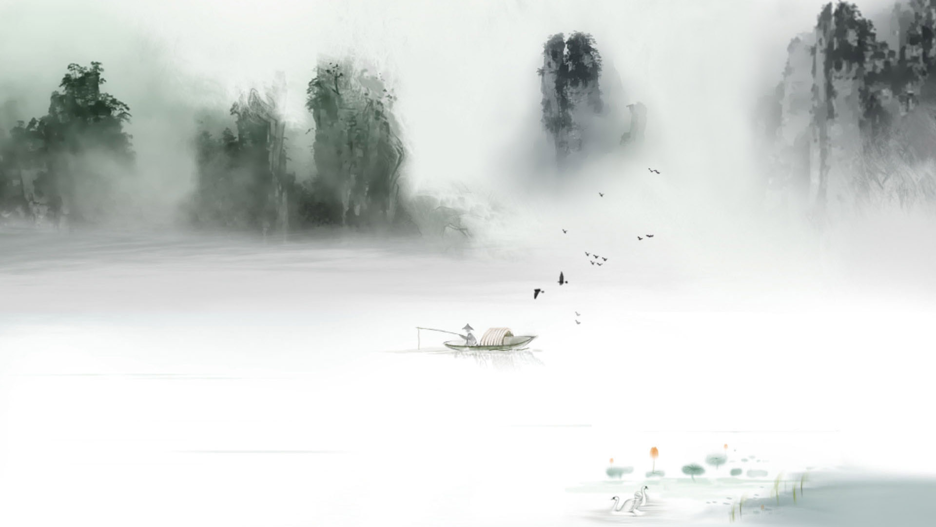 水墨风景桌面壁纸，精选美景，免费下载，装点你的电脑屏幕