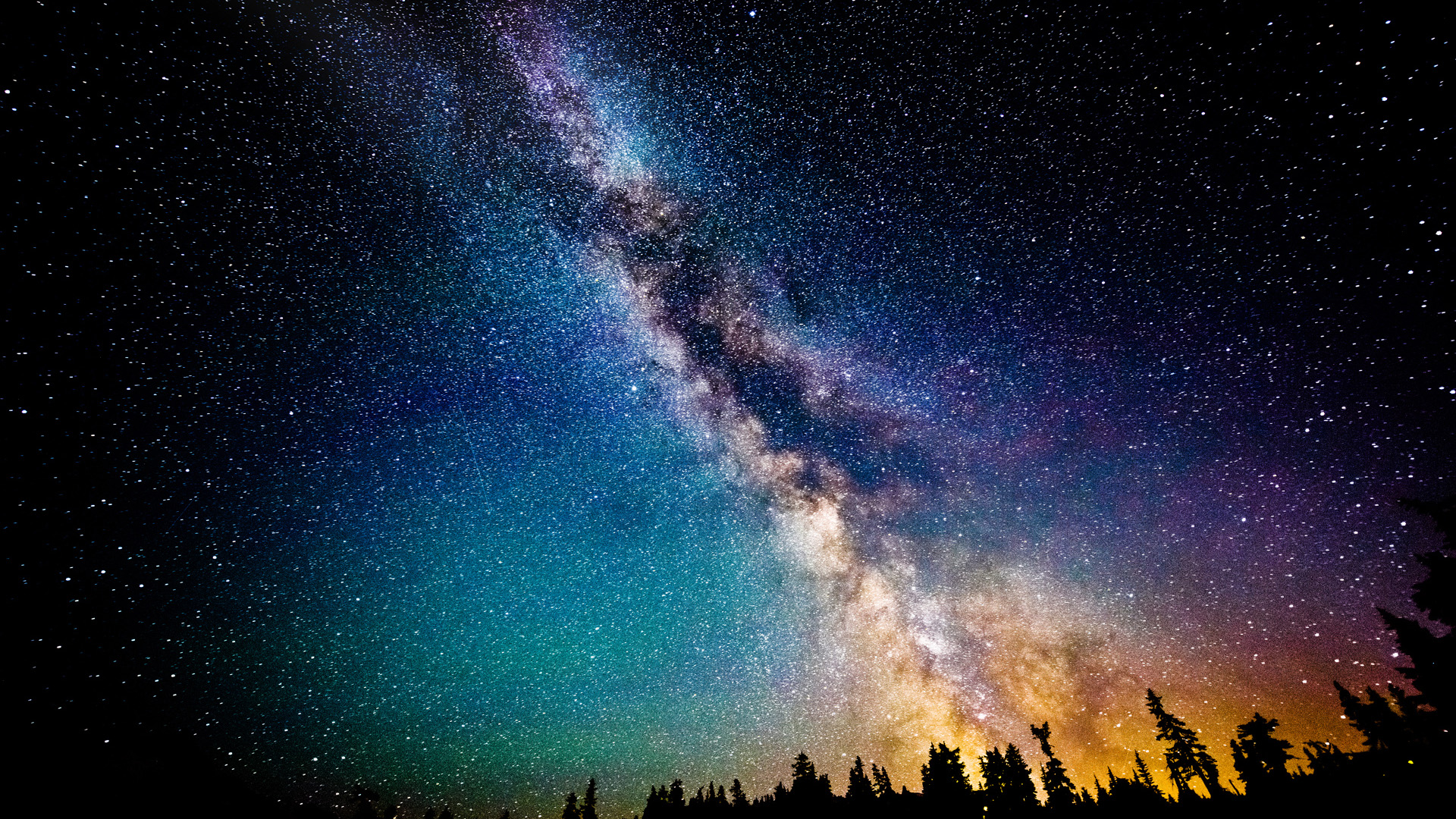 天空夜景，璀璨恒星银河系桌面壁纸，免费高清下载