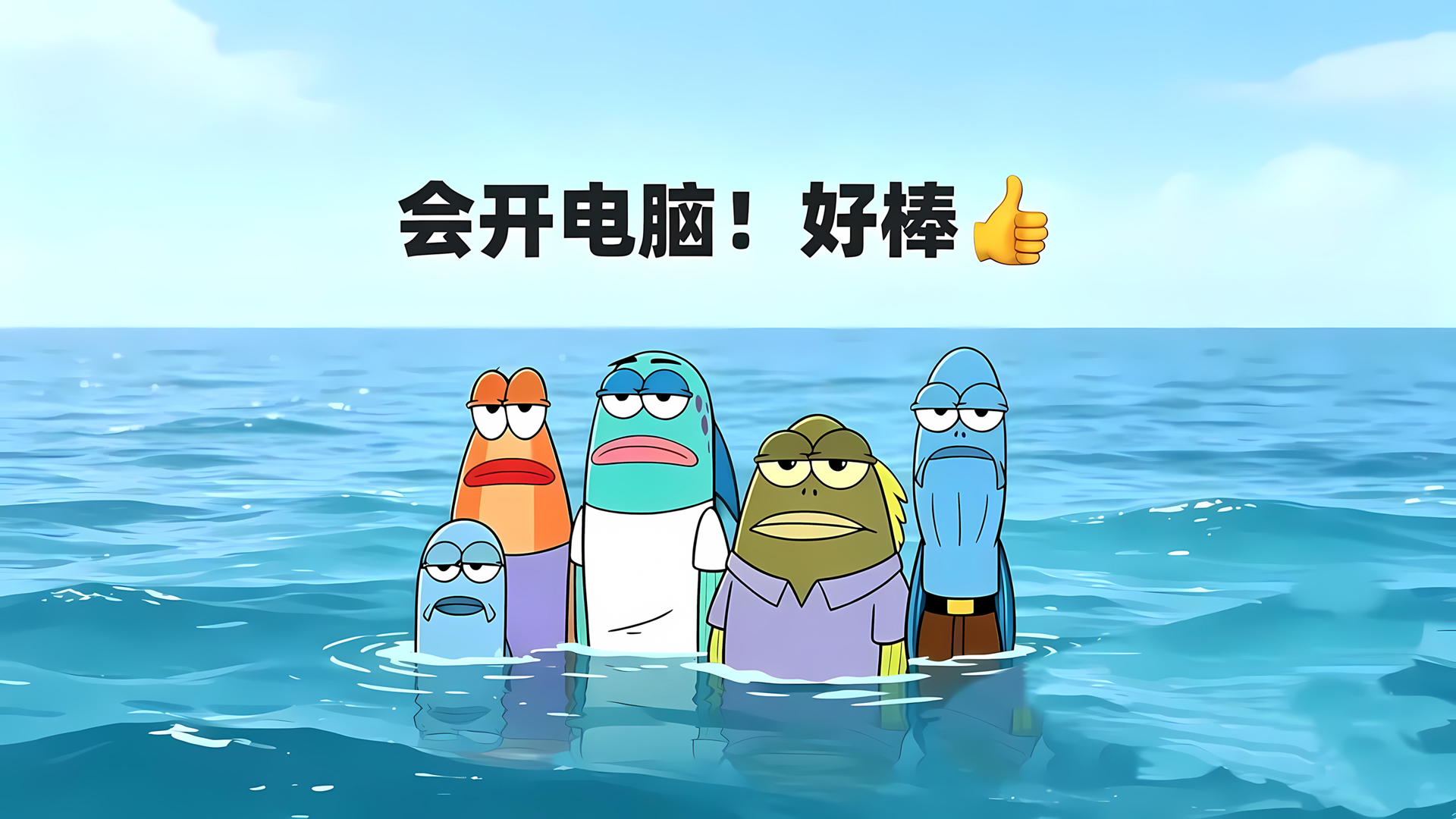 海绵宝宝鱼群搞怪2K电脑壁纸免费下载