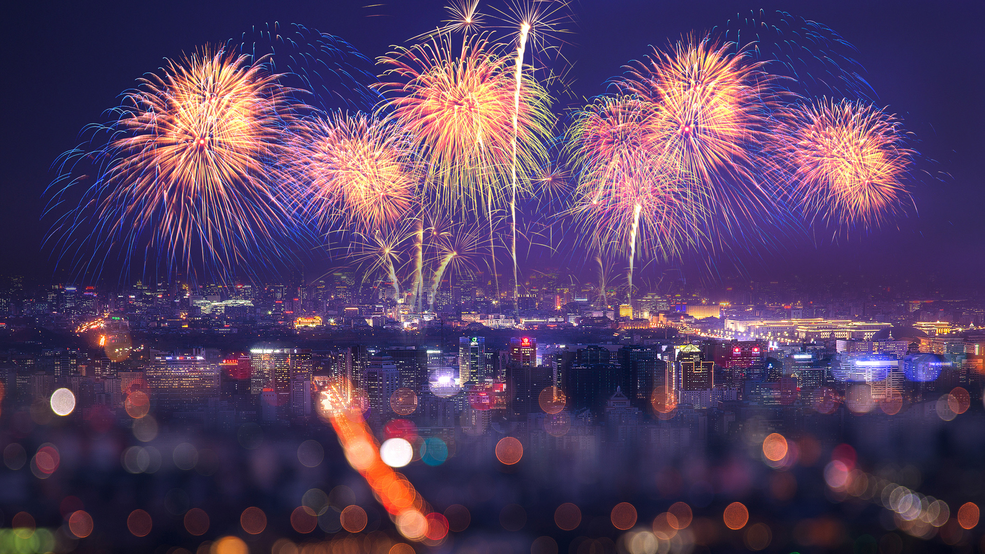2019新年城市烟花壁纸